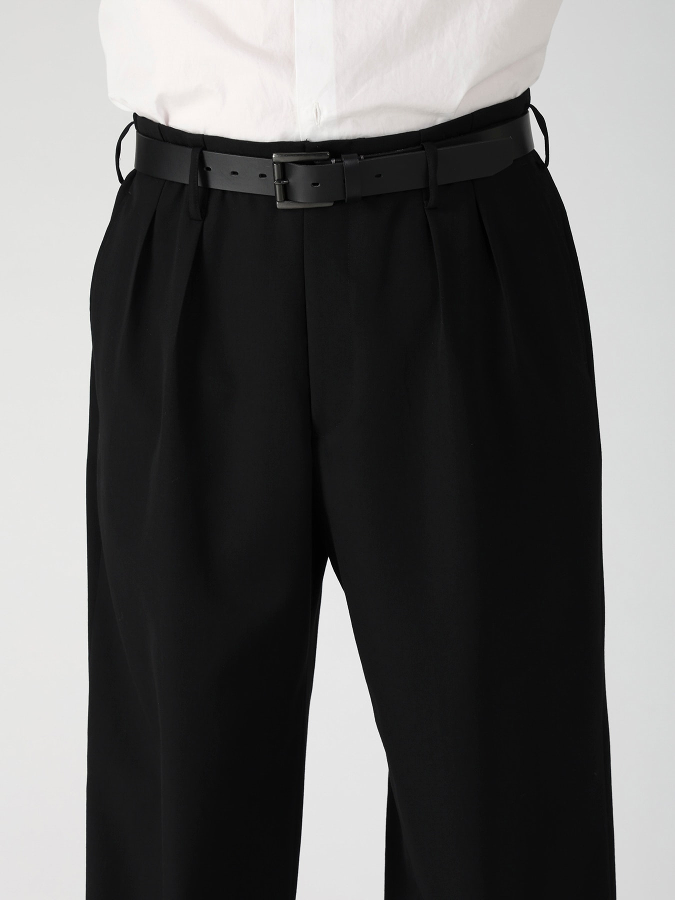 WOOL GABARDINE 2TUCKS SUIT PANTS