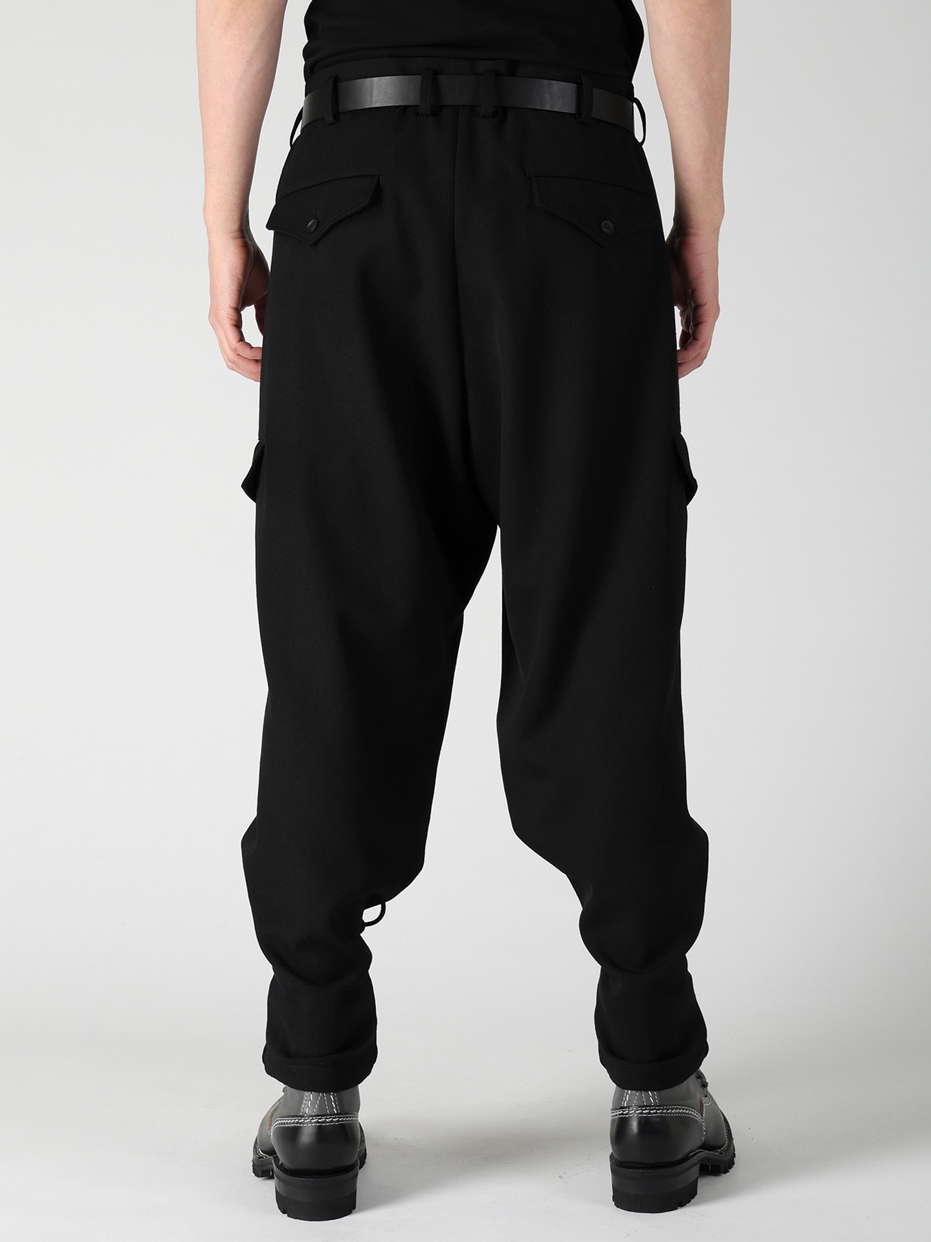 ARMY GABARDINE LACE UP HEM PANTS