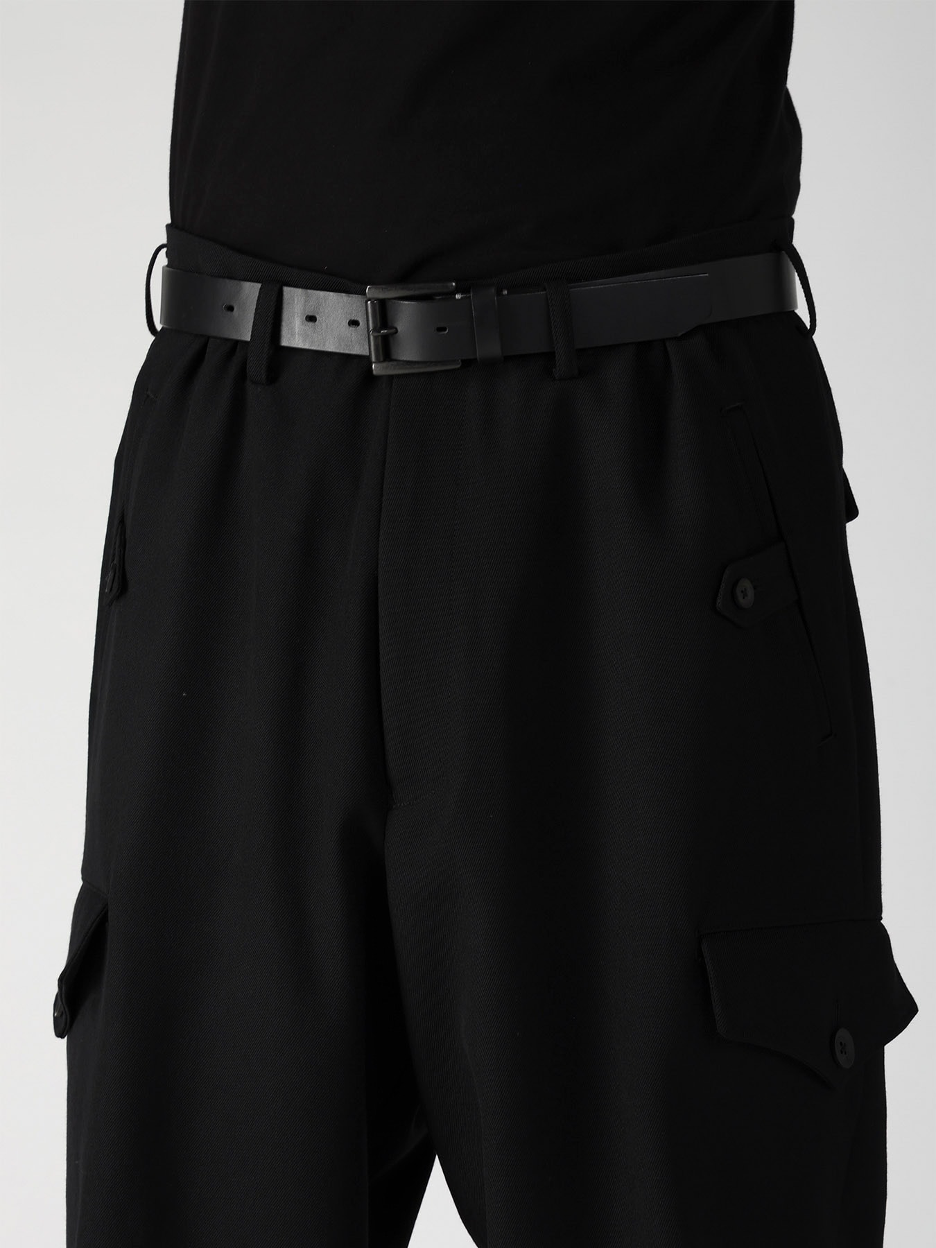 ARMY GABARDINE LACE UP HEM PANTS