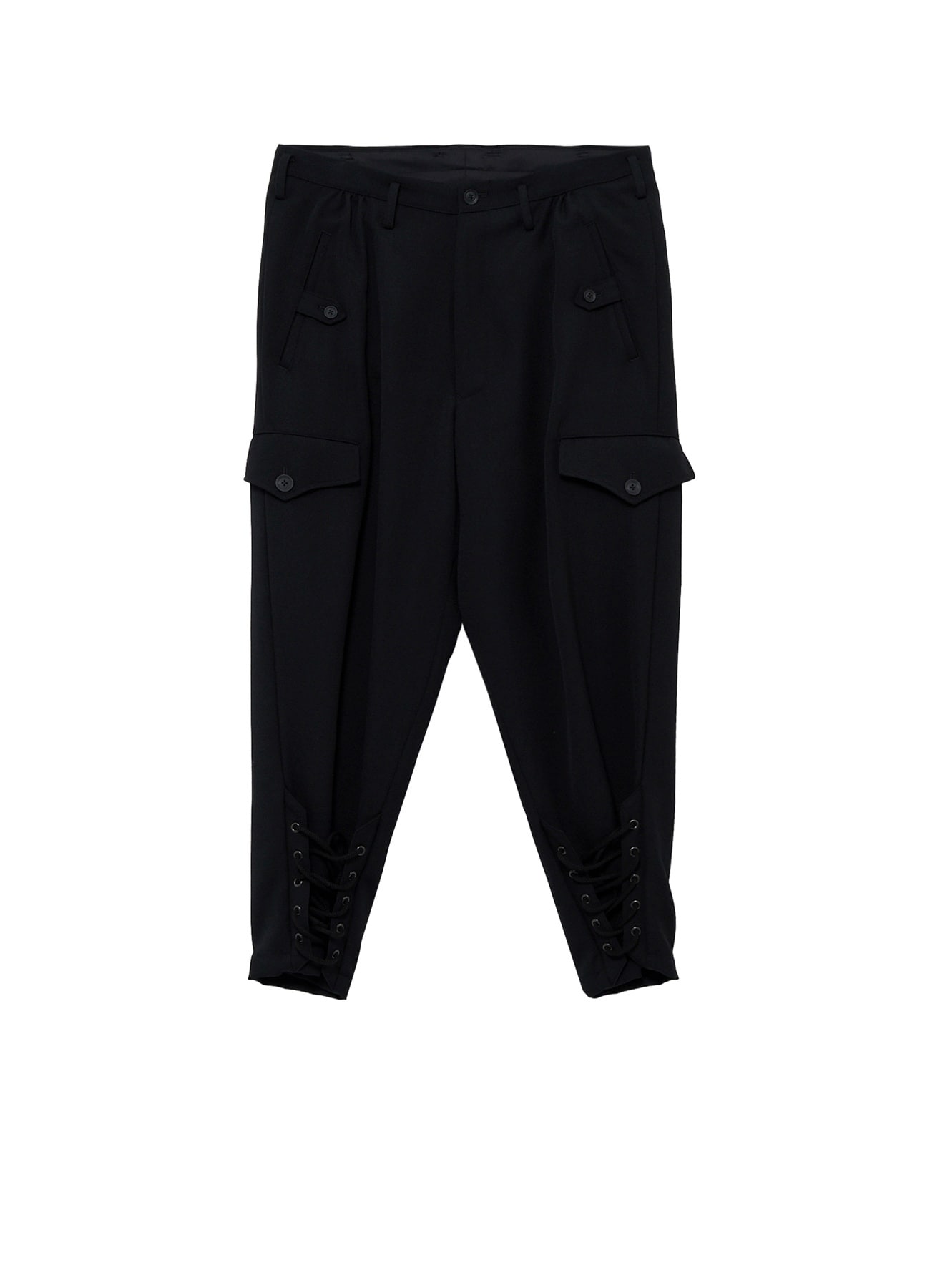 ARMY GABARDINE LACE UP HEM PANTS