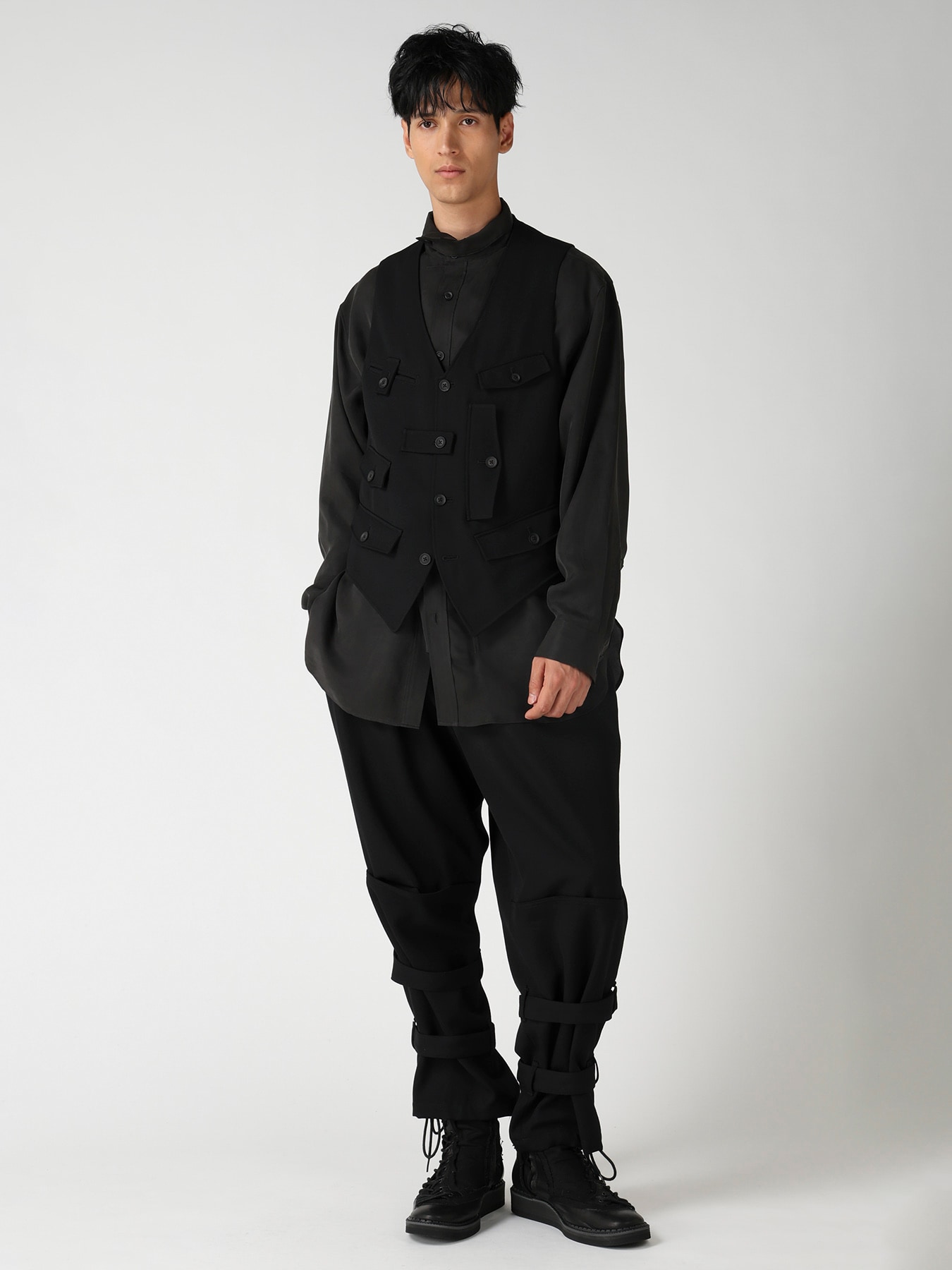 ARMY GABARDINE HEM BELT PANTS