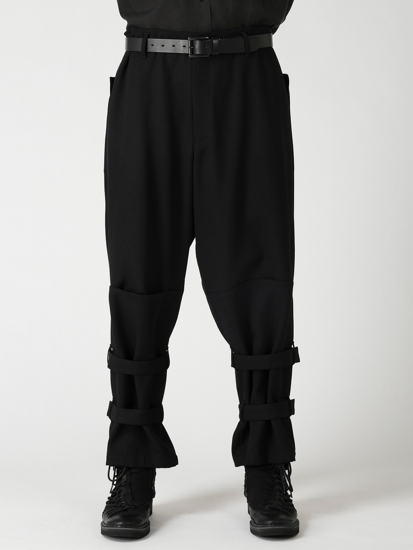 ARMY GABARDINE HEM BELT PANTS