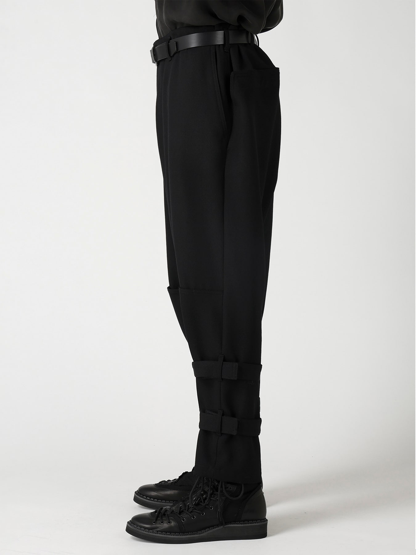 ARMY GABARDINE HEM BELT PANTS