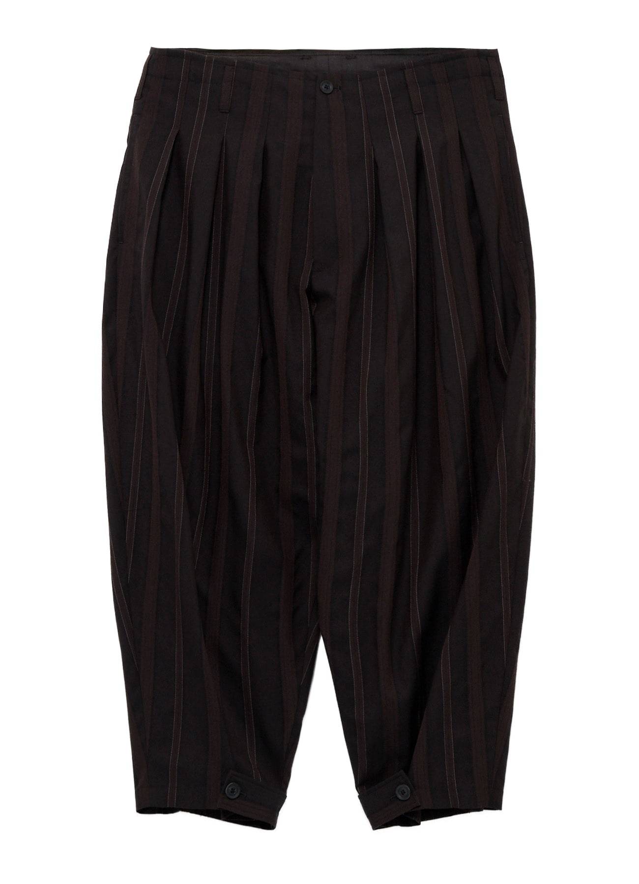 WOOL SATIN ST STRIPE WIDE TUCK PANTS