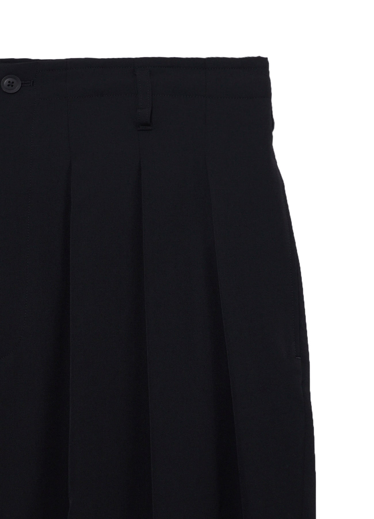 WOOL GABARDINE HEM TAB WIDE TUCK PANTS