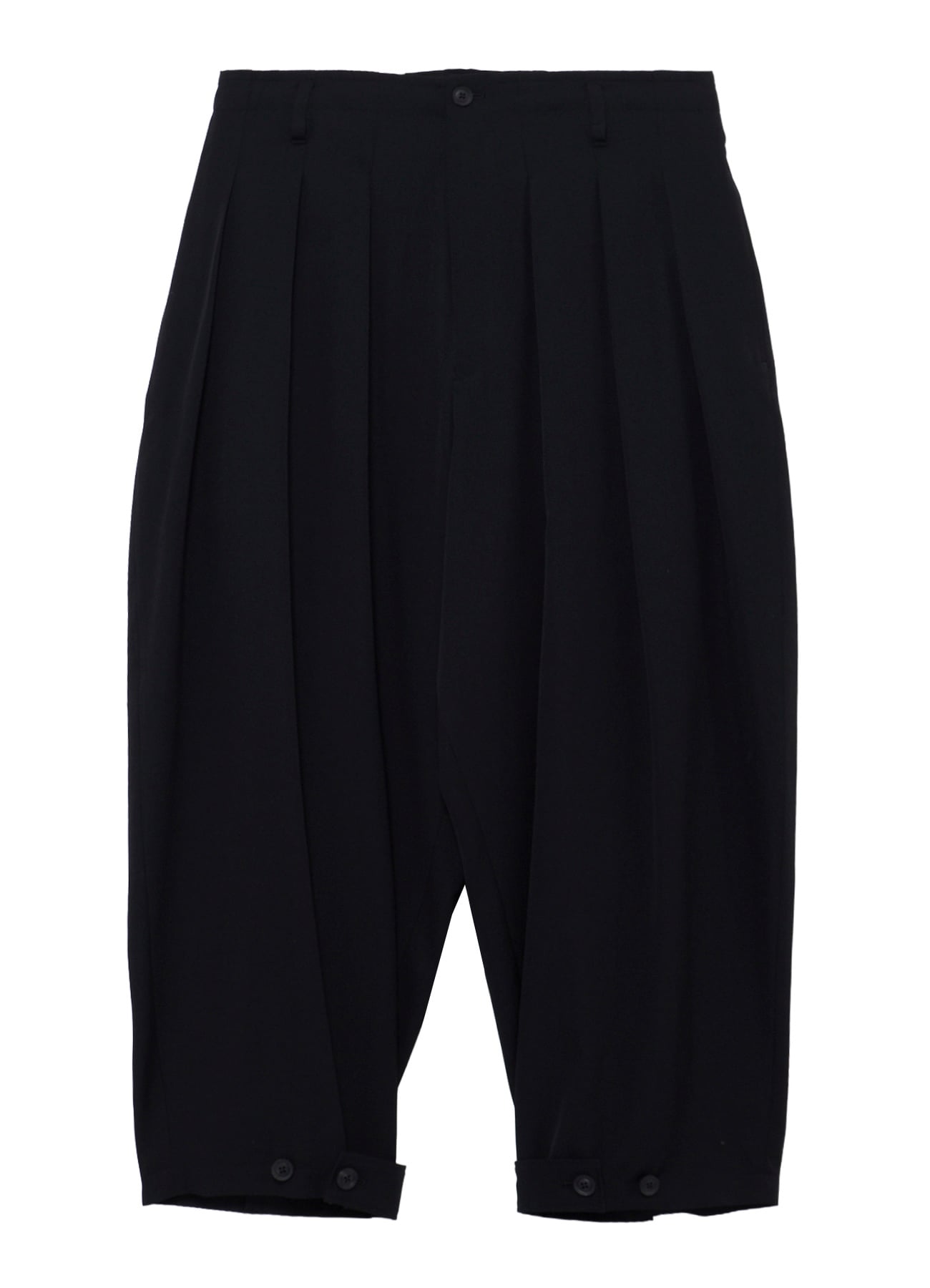 WOOL GABARDINE HEM TAB WIDE TUCK PANTS