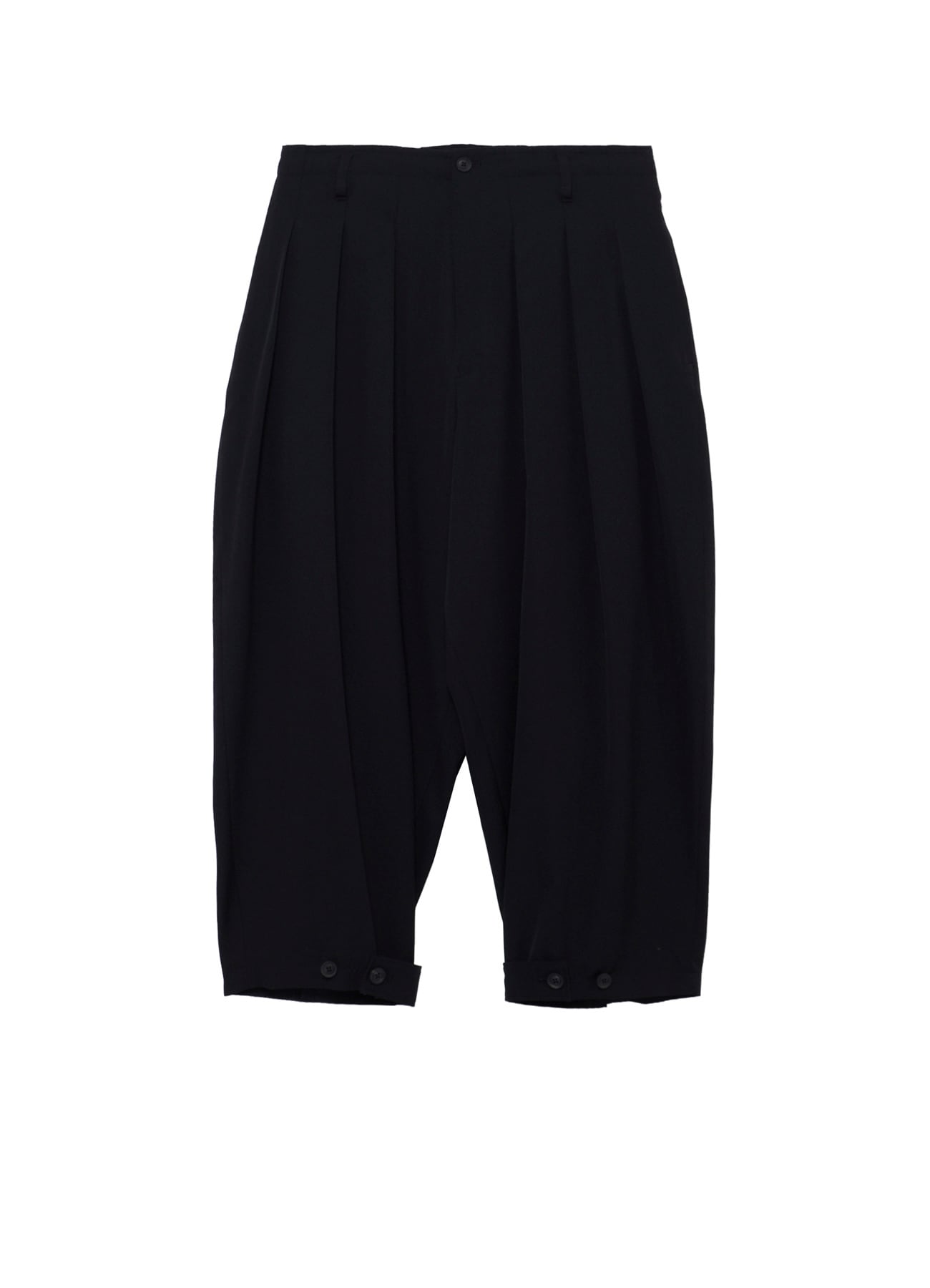 WOOL GABARDINE HEM TAB WIDE TUCK PANTS