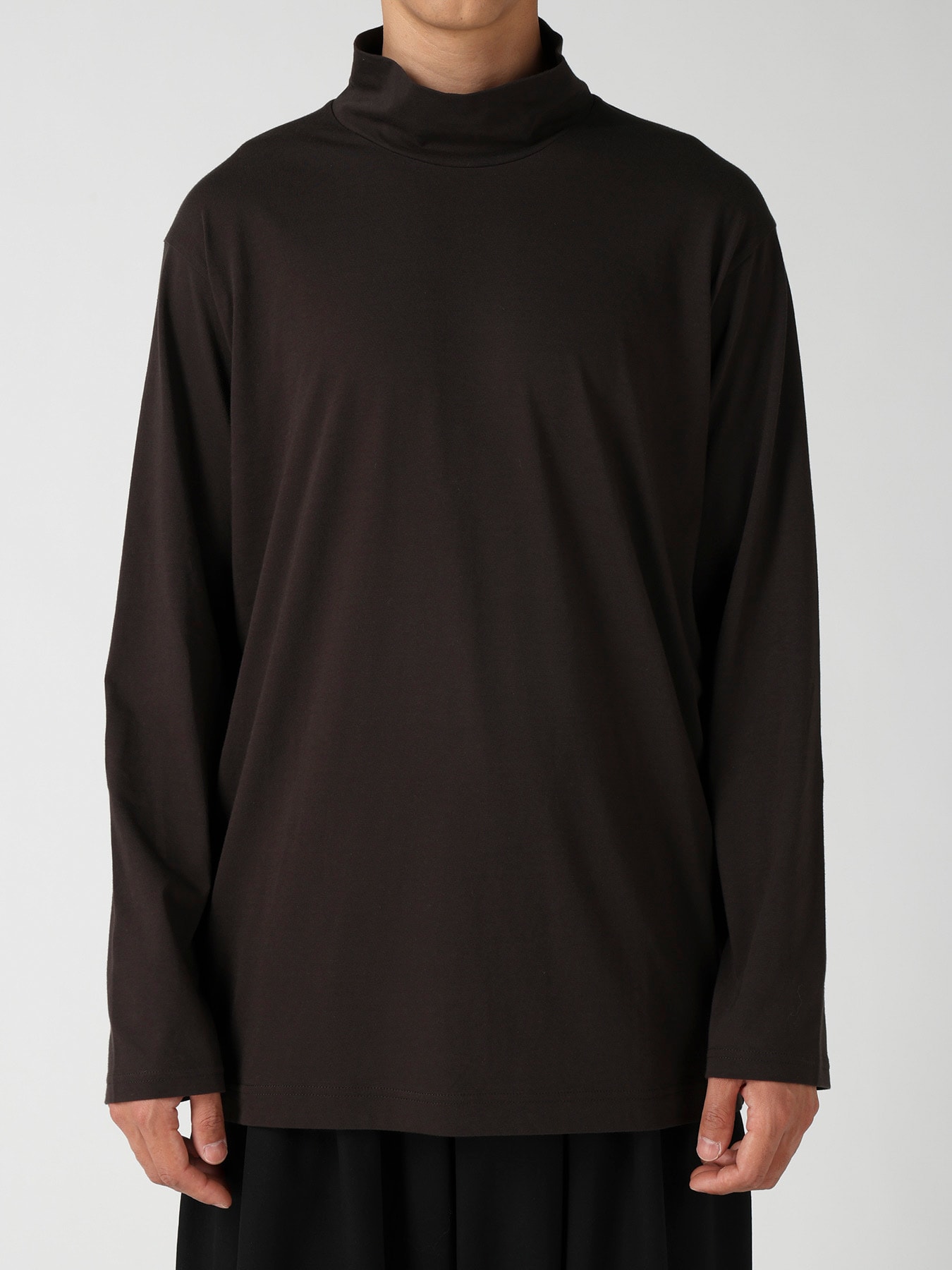 SOFT SINGLE JERSEY HIGH NECK LONG SLV TEE