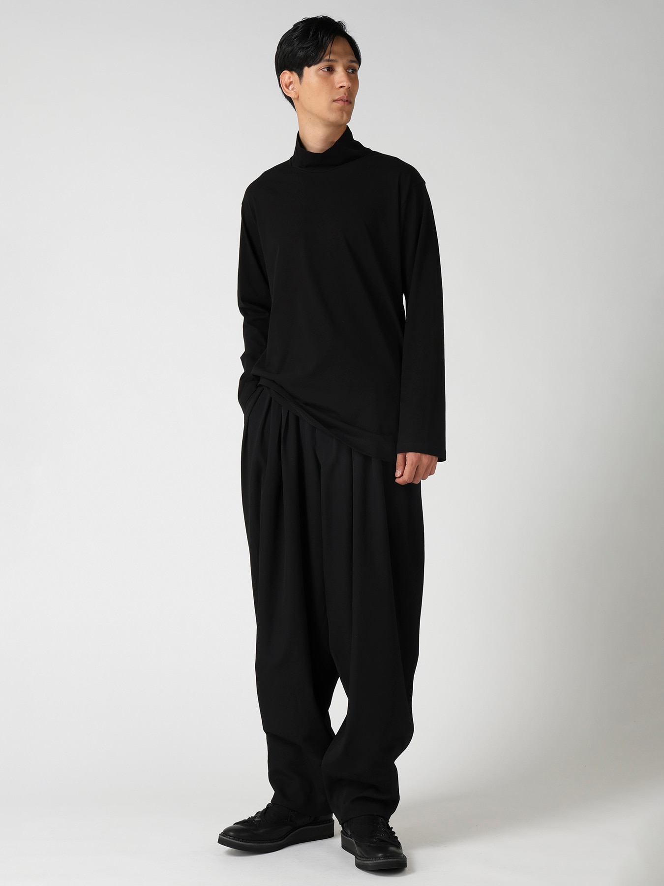 SOFT SINGLE JERSEY HIGH NECK LONG SLV TEE