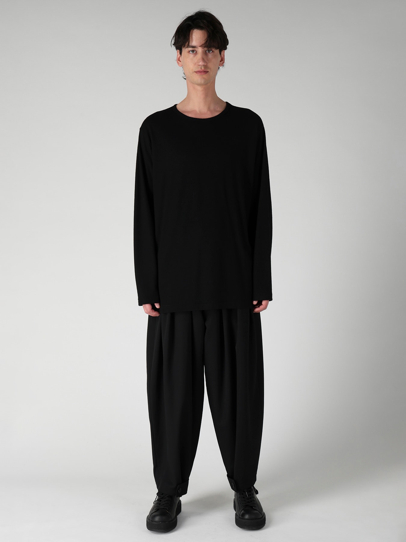 140S WOOL SINGLE JERSEY  ROUND NECK LONG SLV PO