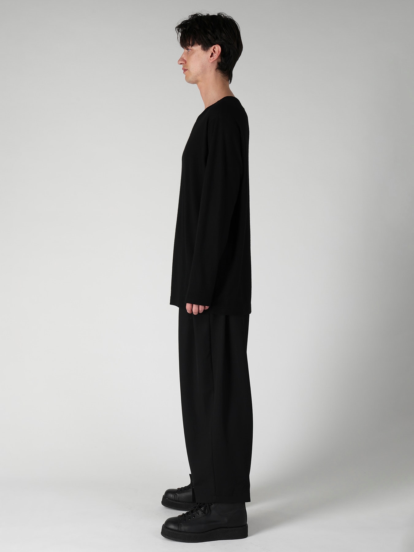 140S WOOL SINGLE JERSEY  ROUND NECK LONG SLV PO
