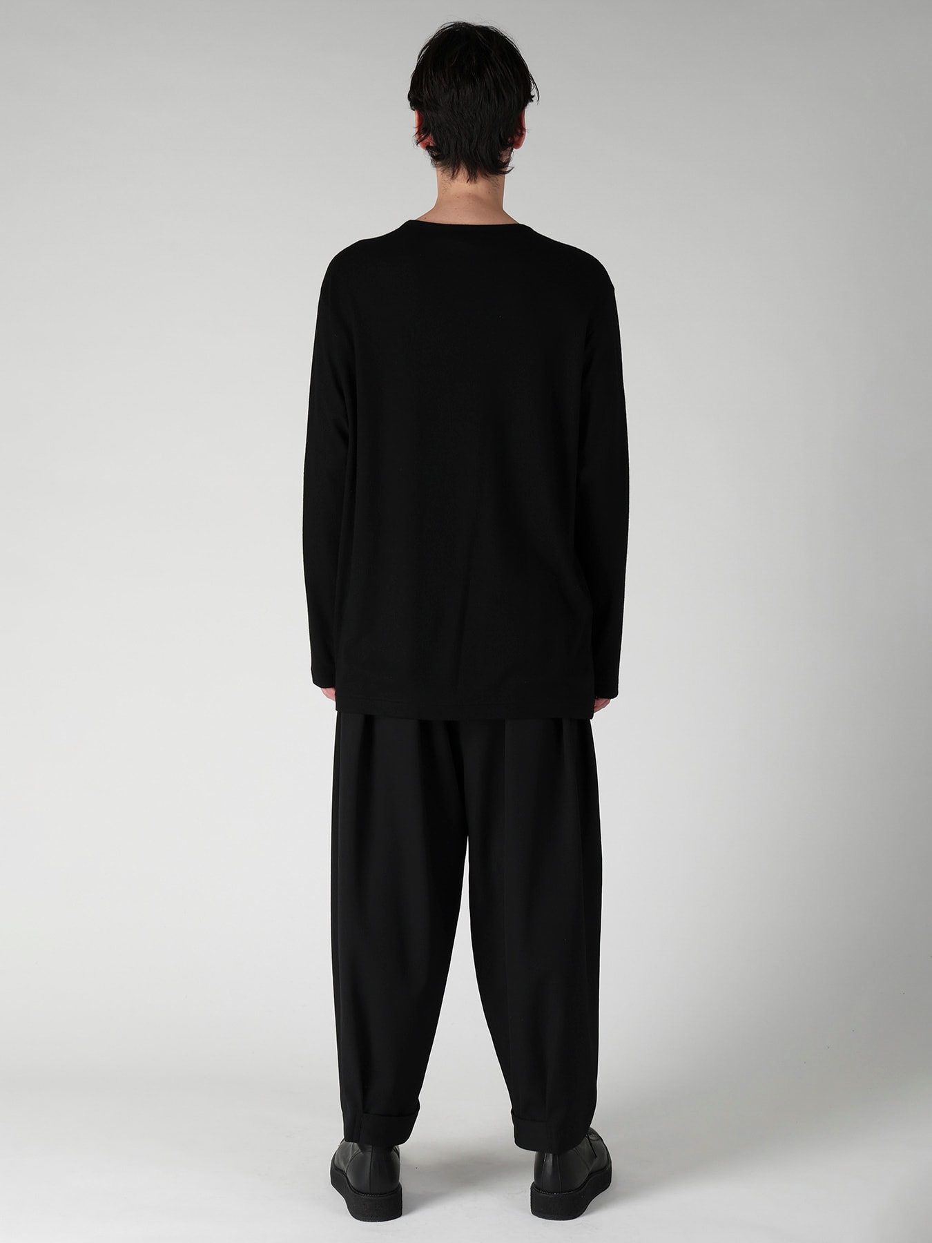 140S WOOL SINGLE JERSEY  ROUND NECK LONG SLV PO