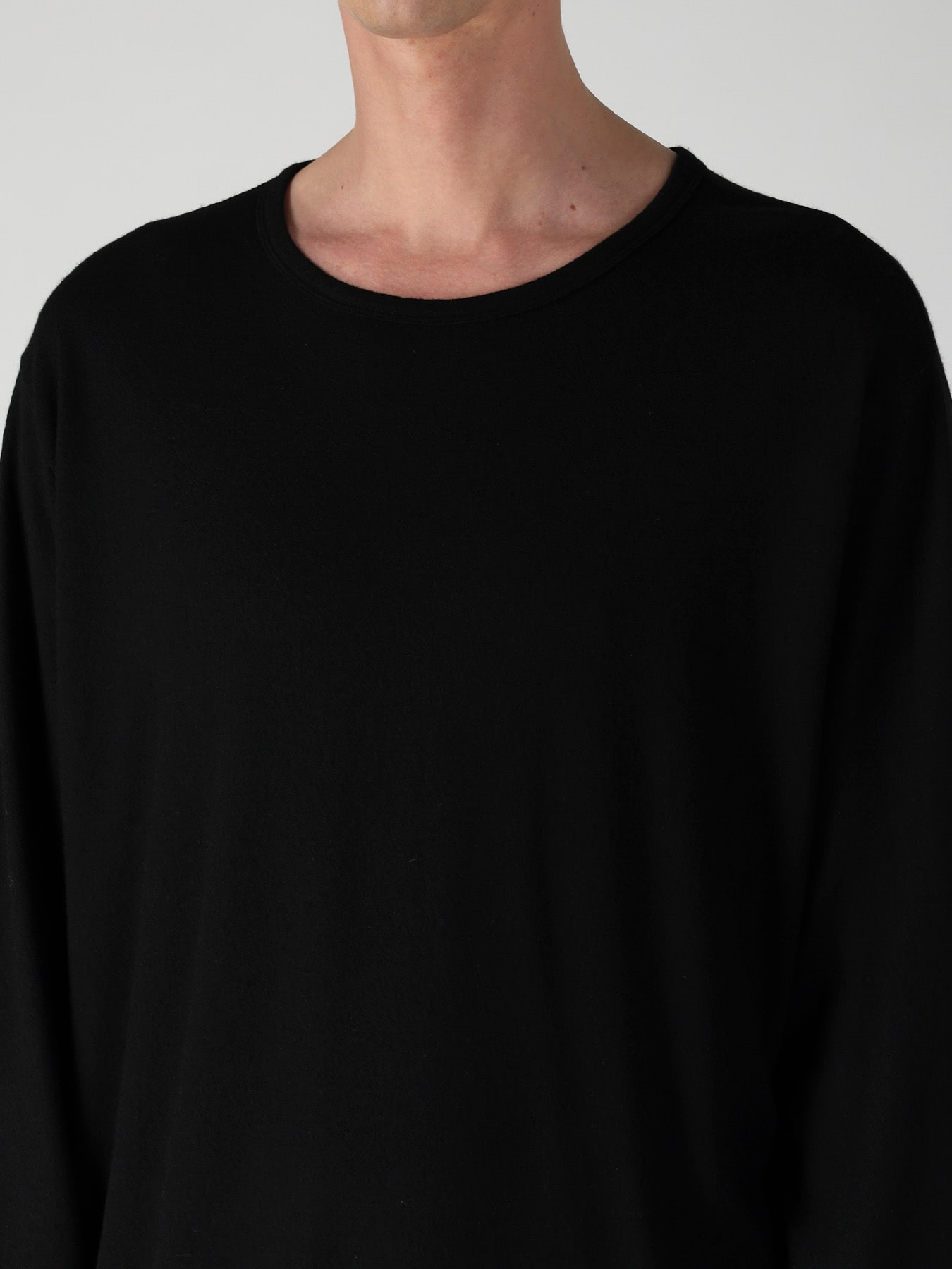 140S WOOL SINGLE JERSEY  ROUND NECK LONG SLV PO