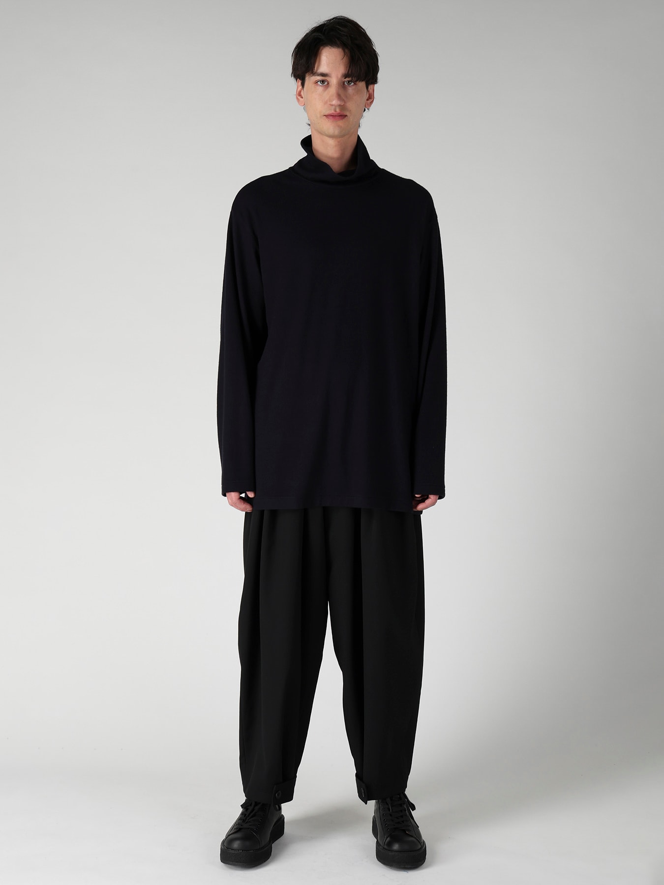 140S WOOL SINGLE JERSEY TURTLE NECK LONG SLV PO