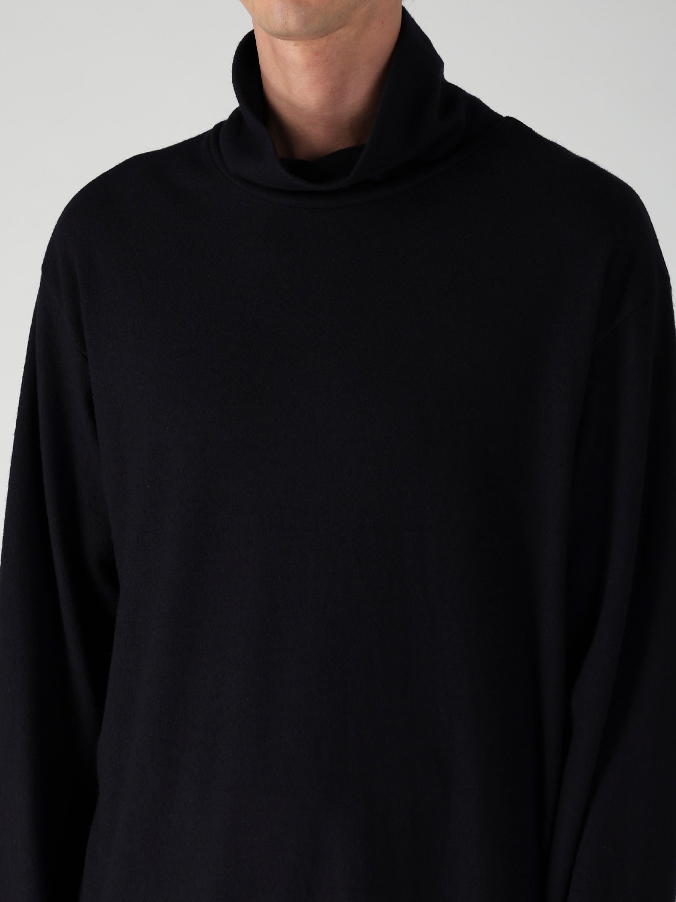 140S WOOL SINGLE JERSEY TURTLE NECK LONG SLV PO