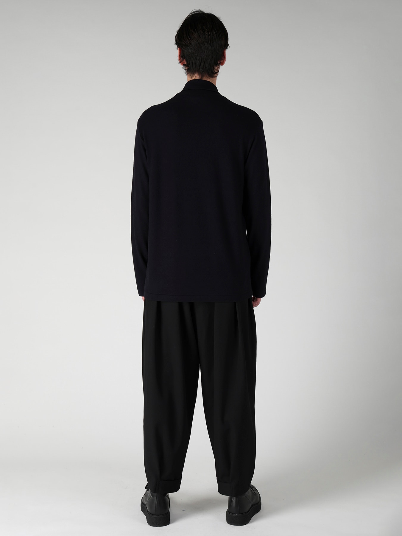 140S WOOL SINGLE JERSEY  LAYERED COLLAR TURTLENECK PO