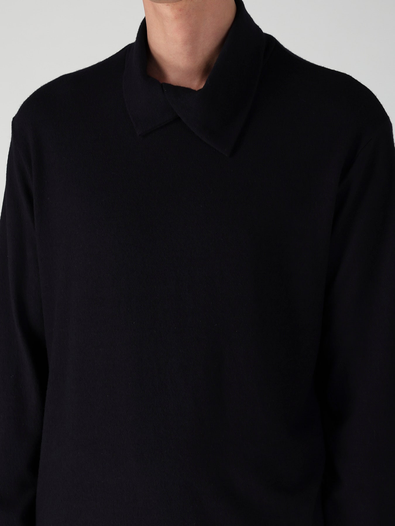 140S WOOL SINGLE JERSEY  LAYERED COLLAR TURTLENECK PO