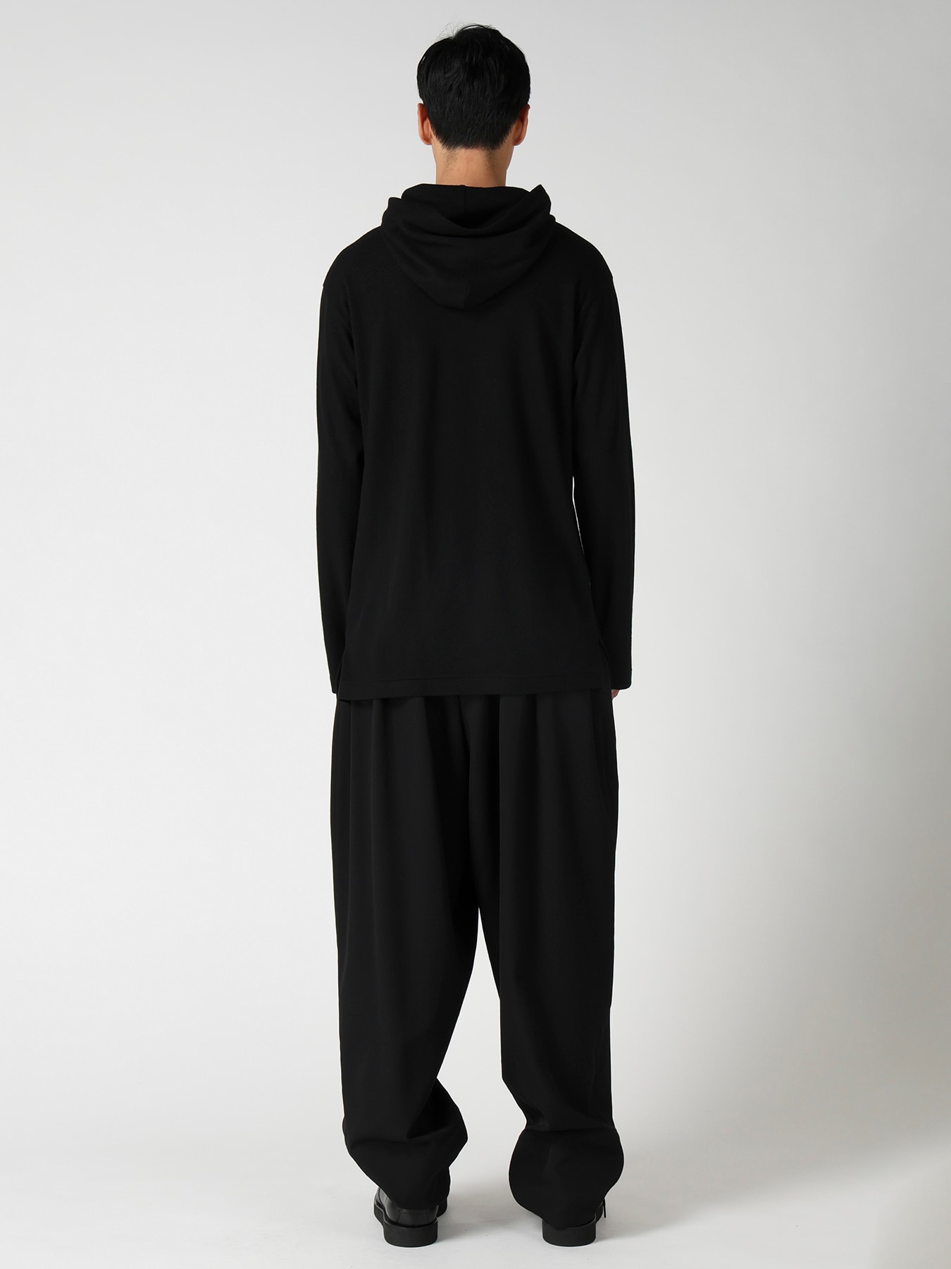 140S WOOL SINGLE JERSEY  HOODED LONG SLV T