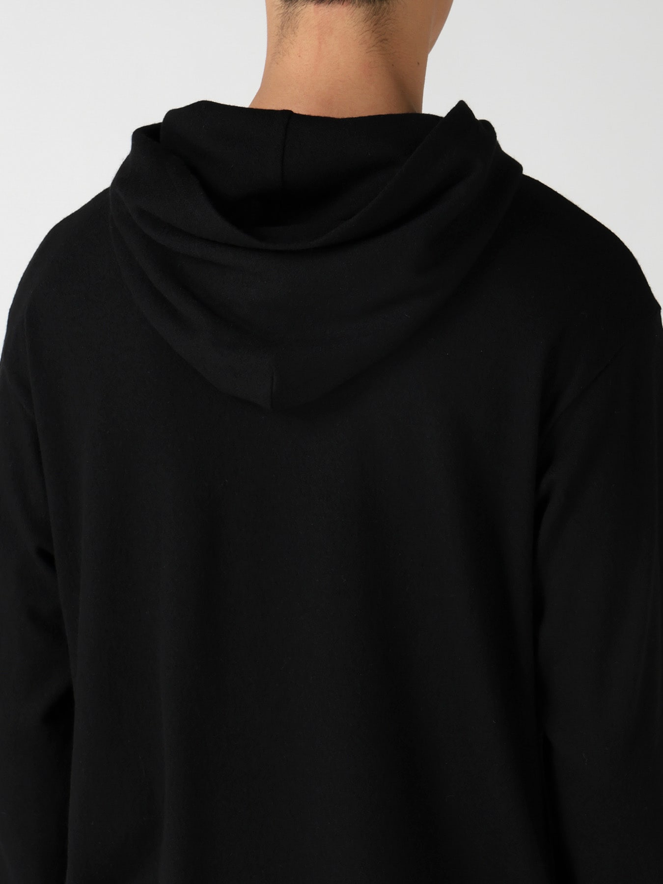 140S WOOL SINGLE JERSEY  HOODED LONG SLV T