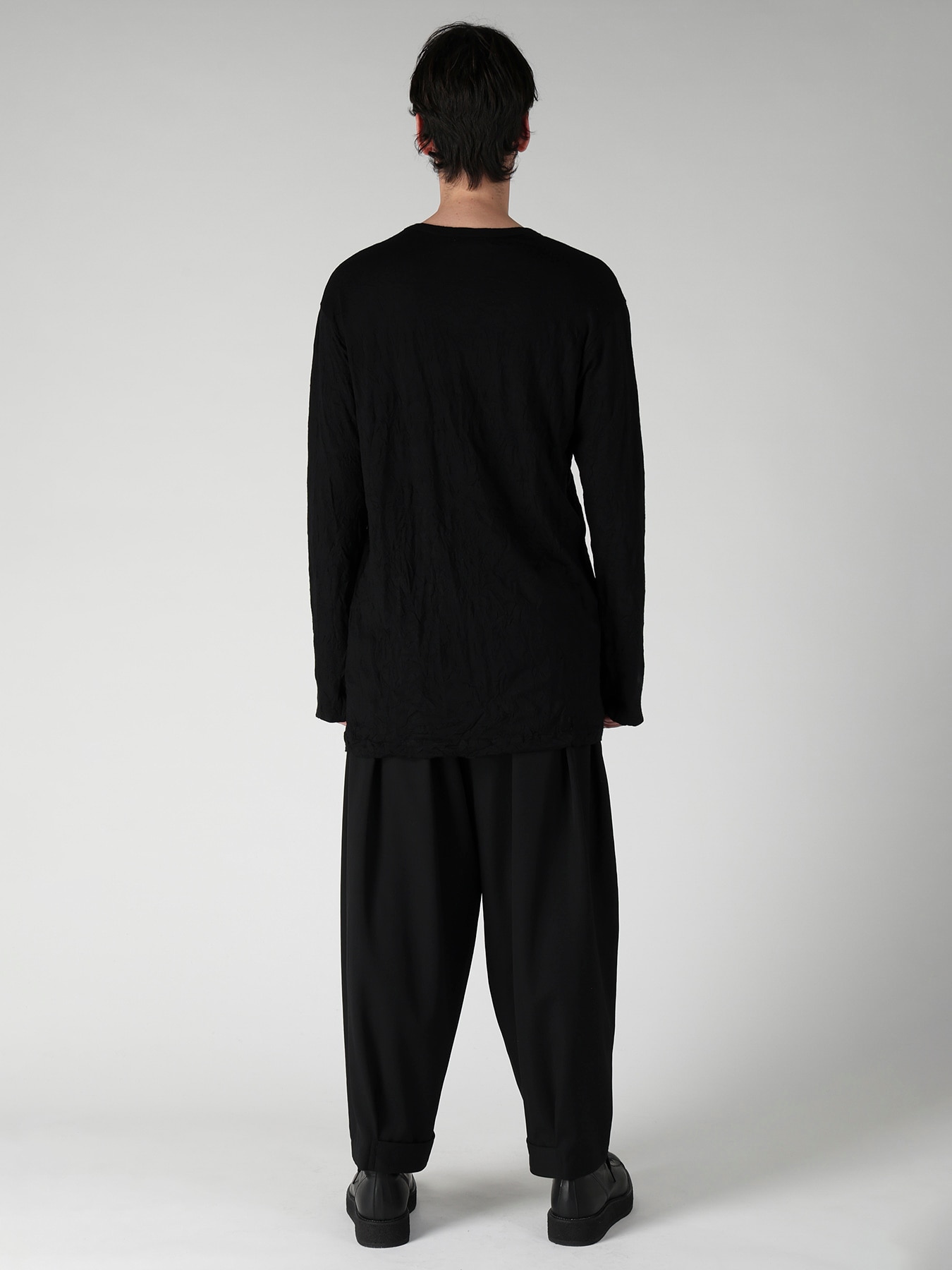 100S WOOL SINGLE JERSEY ROUND NECK LONG SLV T