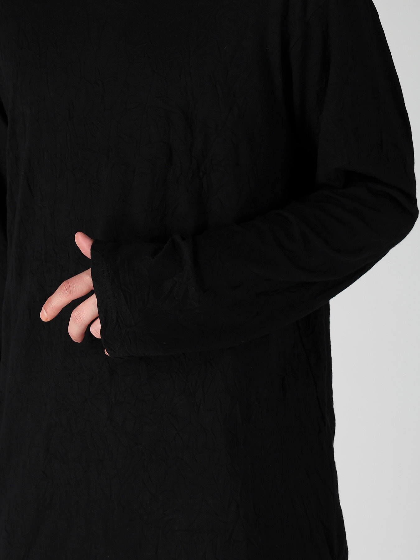 100S WOOL SINGLE JERSEY ROUND NECK LONG SLV T