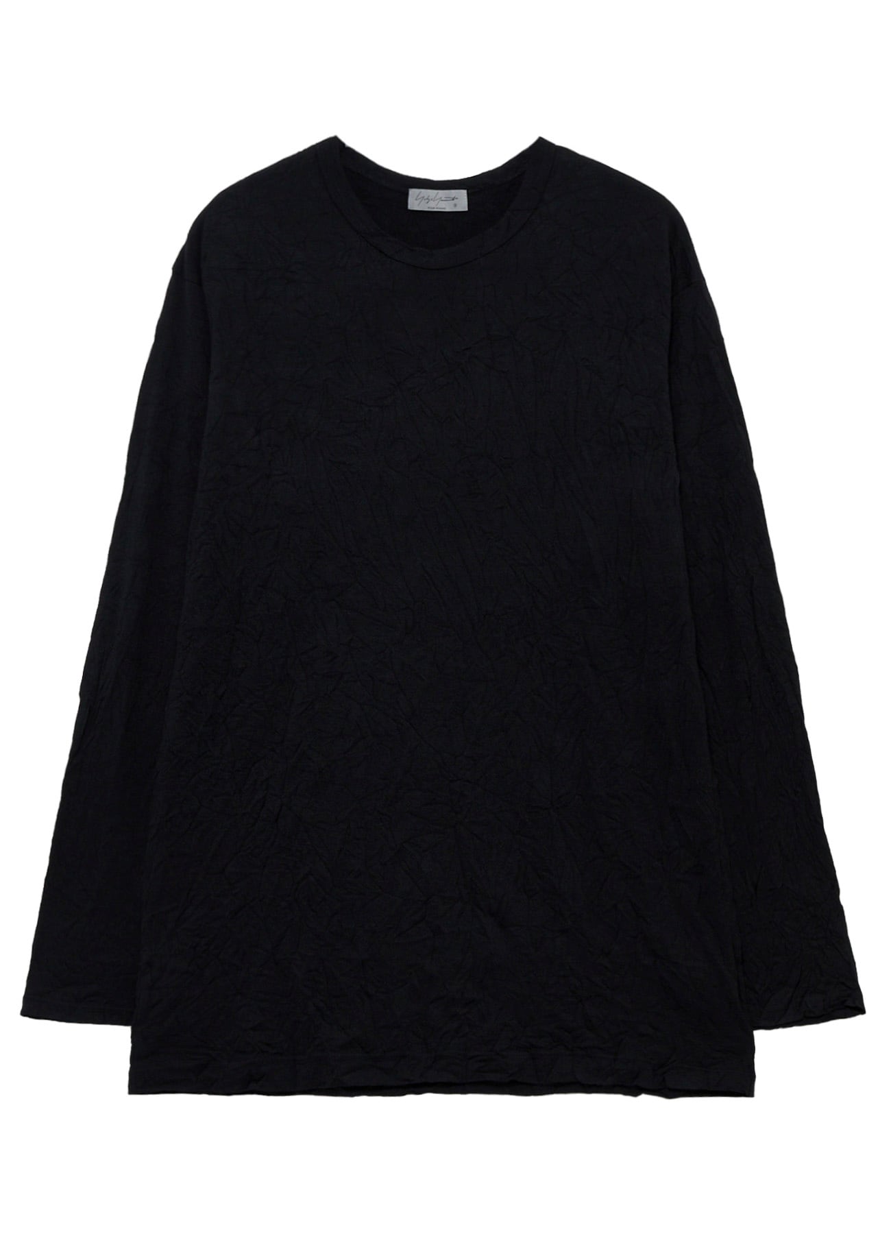 100S WOOL SINGLE JERSEY ROUND NECK LONG SLV T(FREE SIZE Black
