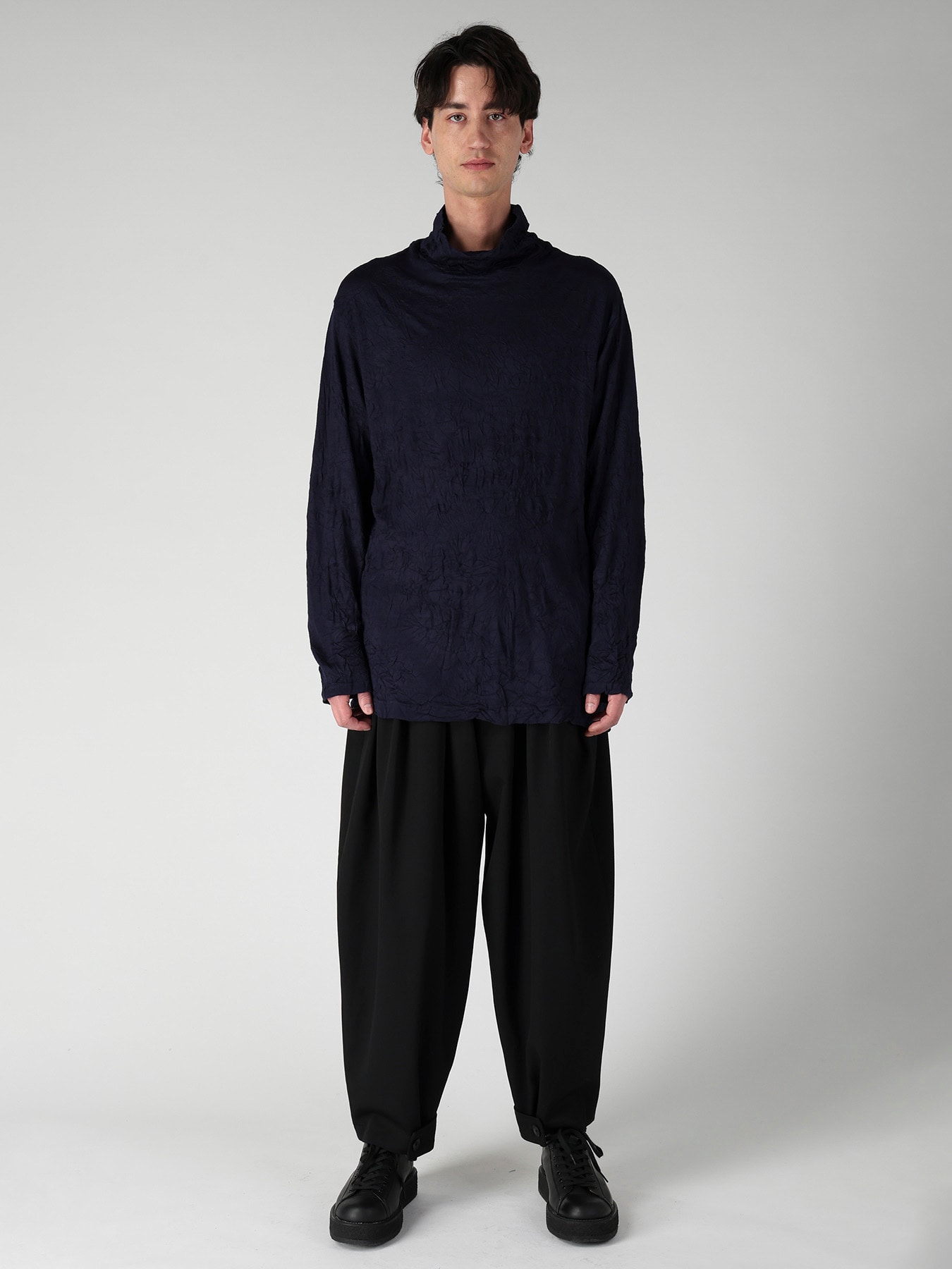 100S WOOL SINGLE JERSEY TURTLE NECK LONG SLV PO