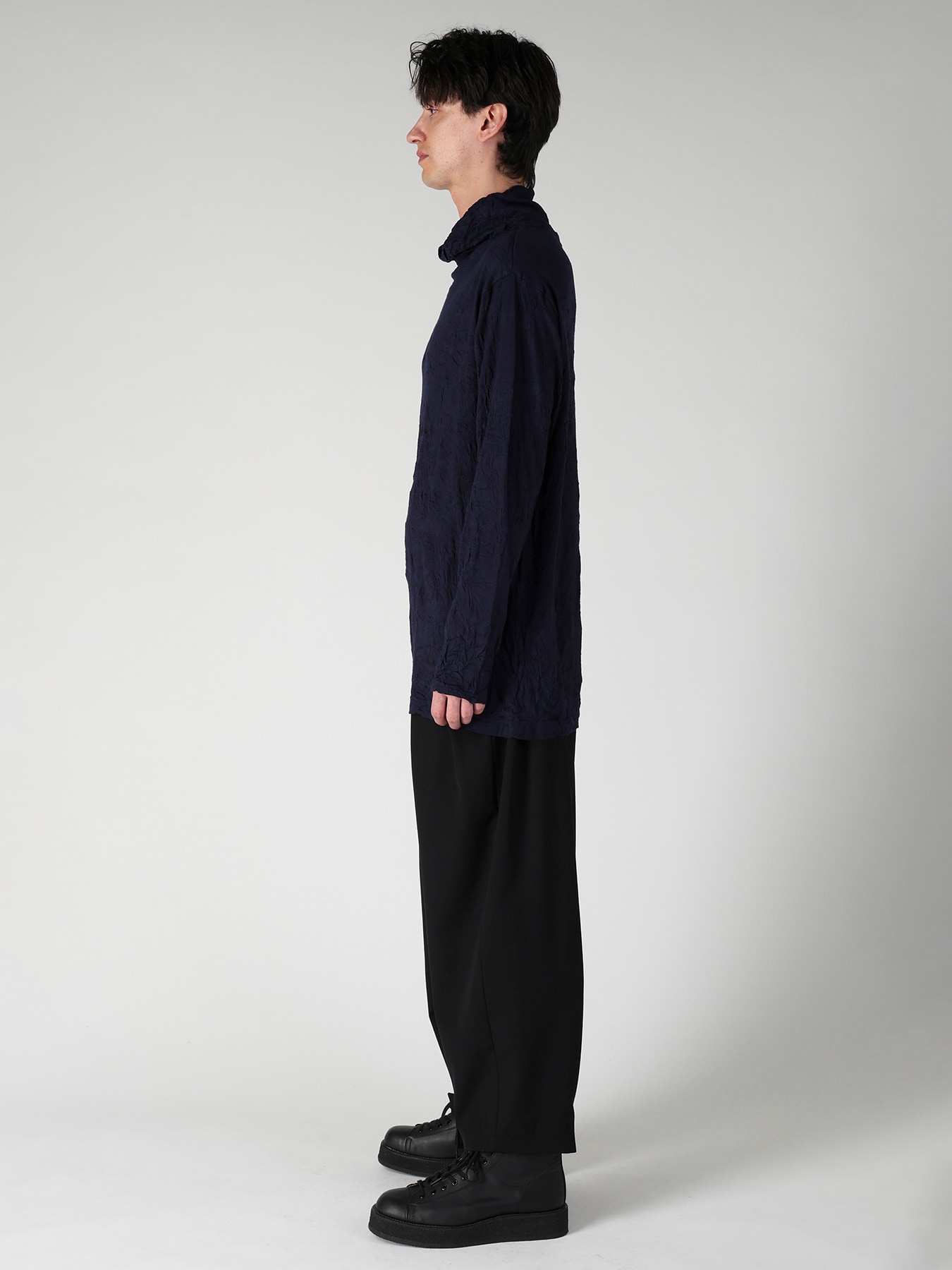 100S WOOL SINGLE JERSEY TURTLE NECK LONG SLV PO