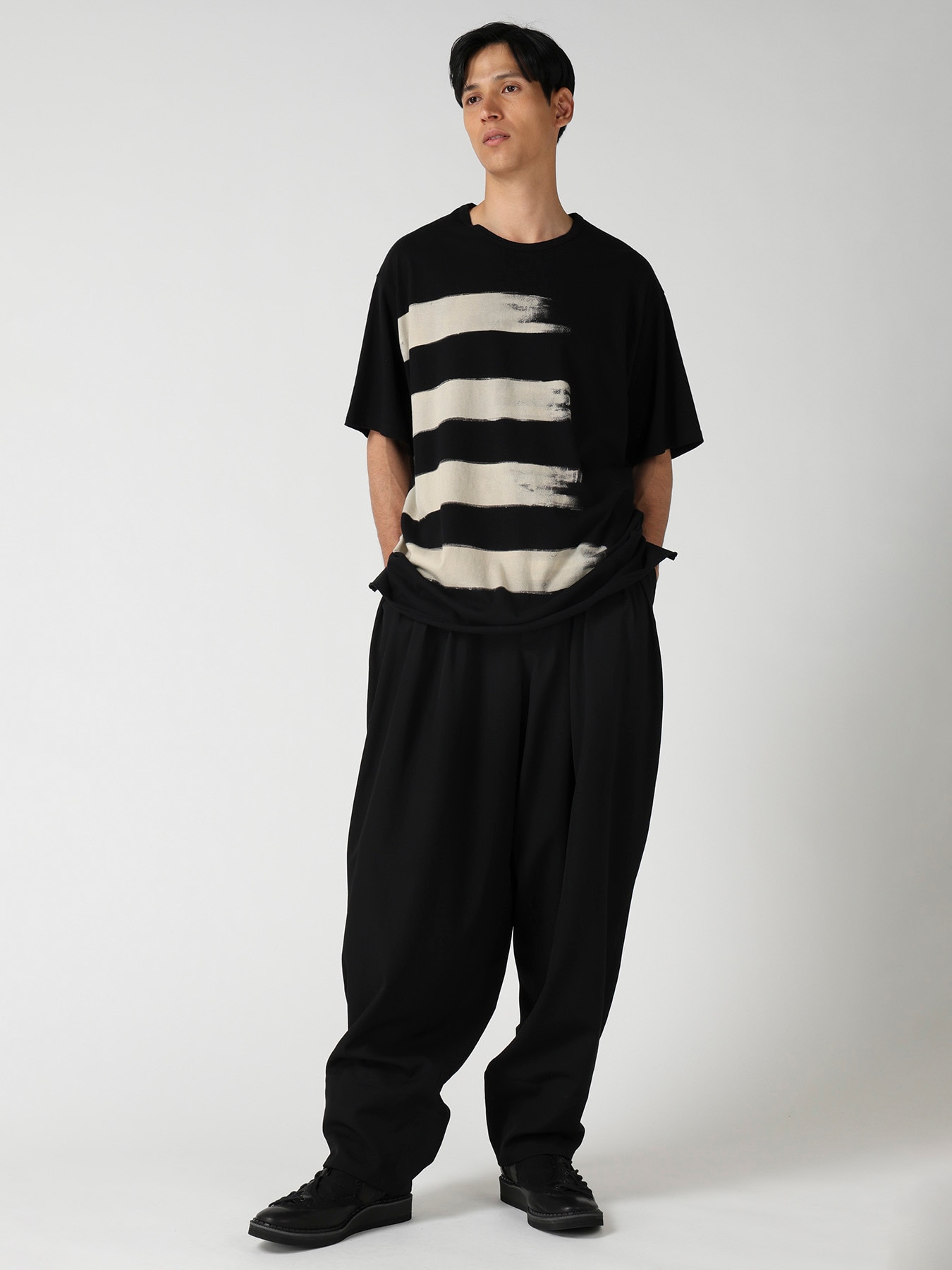 COTTON SINGLE JERSEY ROUND NECK SHORT SLV T(FREE SIZE Black