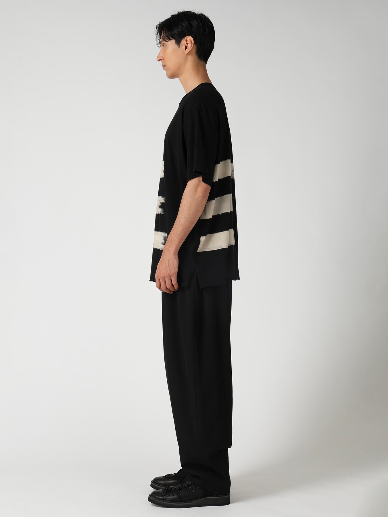 COTTON SINGLE JERSEY ROUND NECK SHORT SLV T(FREE SIZE Black
