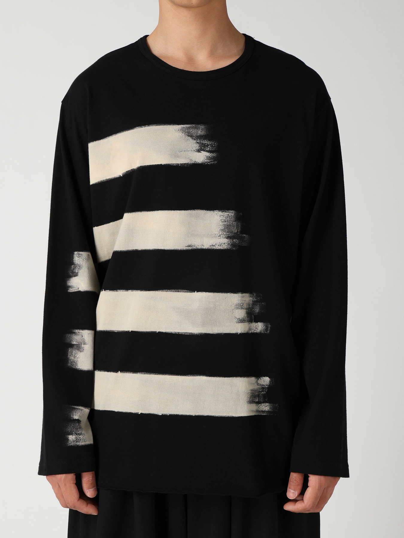 COTTON SINGLE JERSEY ROUND NECK LONG SLV T(FREE SIZE Black): Yohji