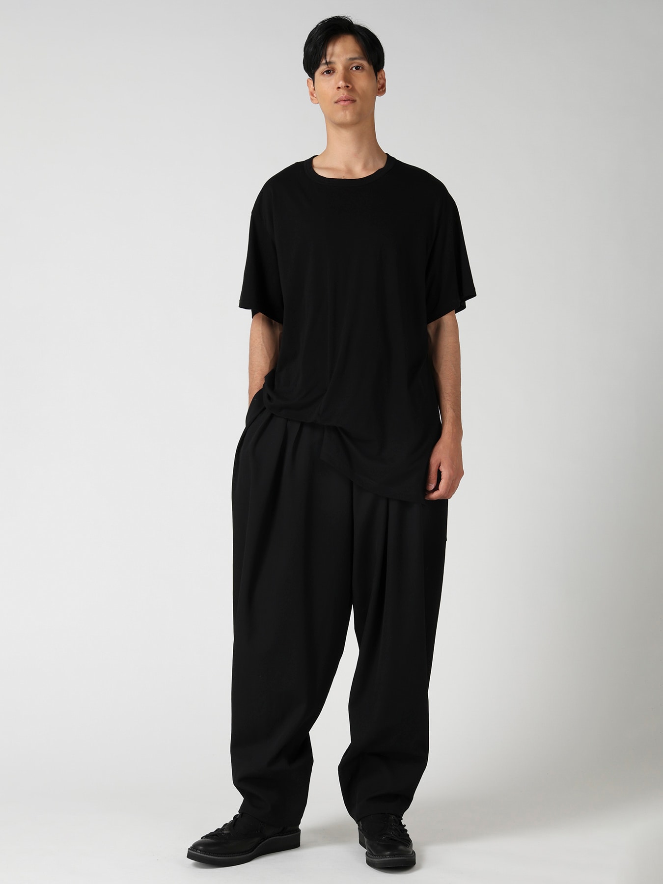 COTTON CASHMERE SINGLE JERSEY ASSYMETRY HEM SS TEE