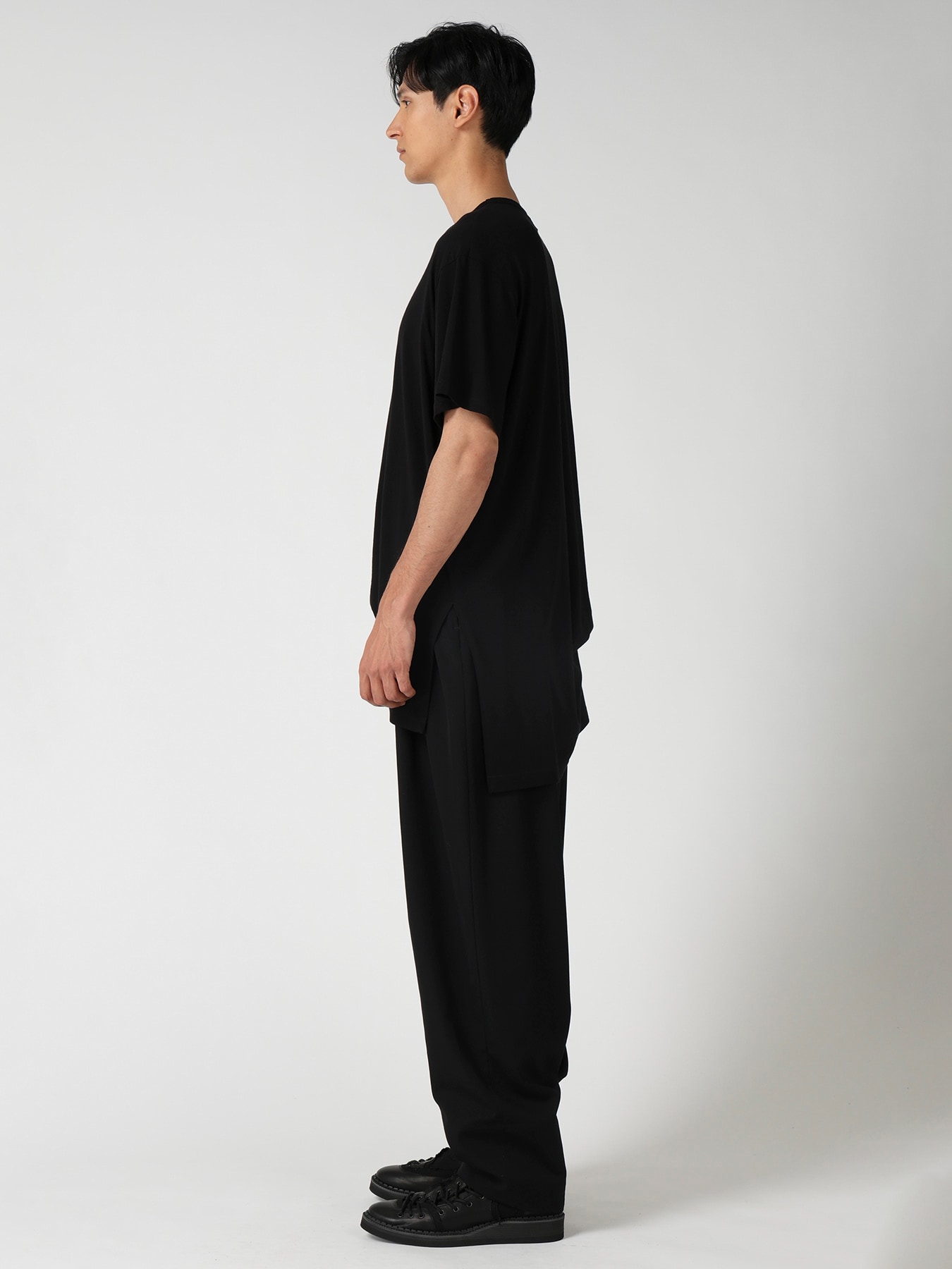 COTTON CASHMERE SINGLE JERSEY ASSYMETRY HEM SS TEE