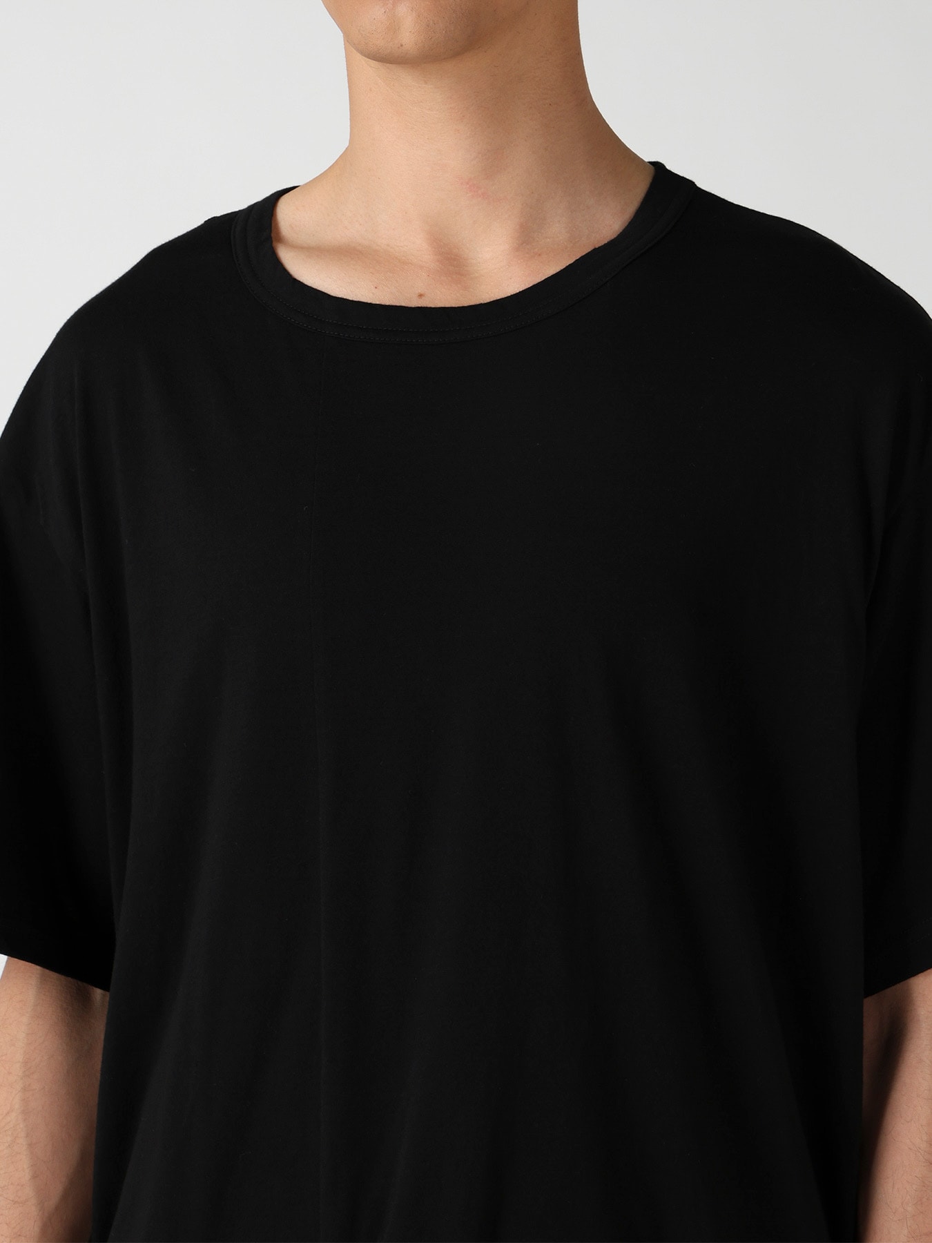 COTTON CASHMERE SINGLE JERSEY ASSYMETRY HEM SS TEE
