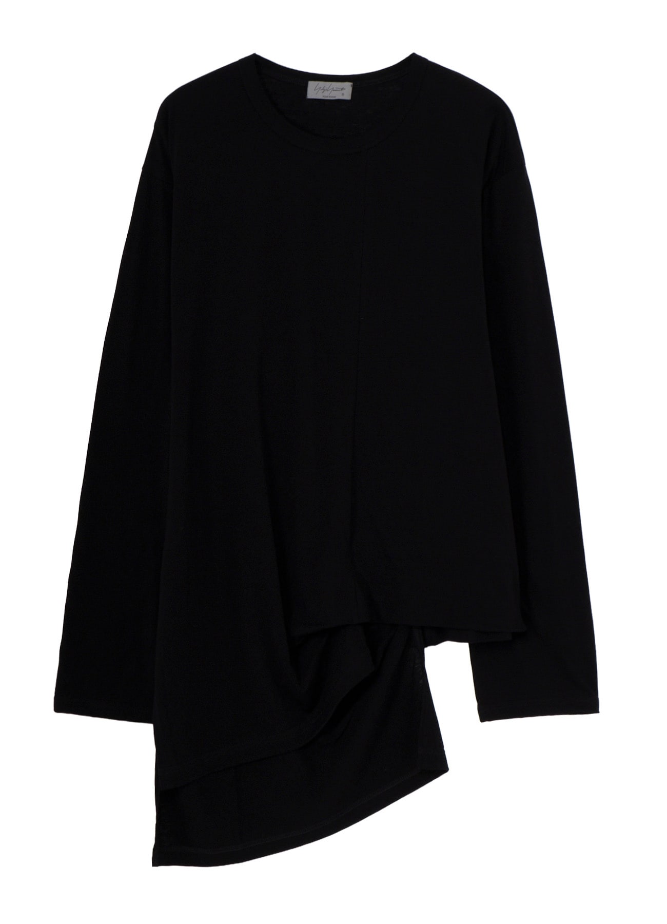 COTTON CASHMERE SINGLE JERSEY ASSYMETRY HEM LS TEE
