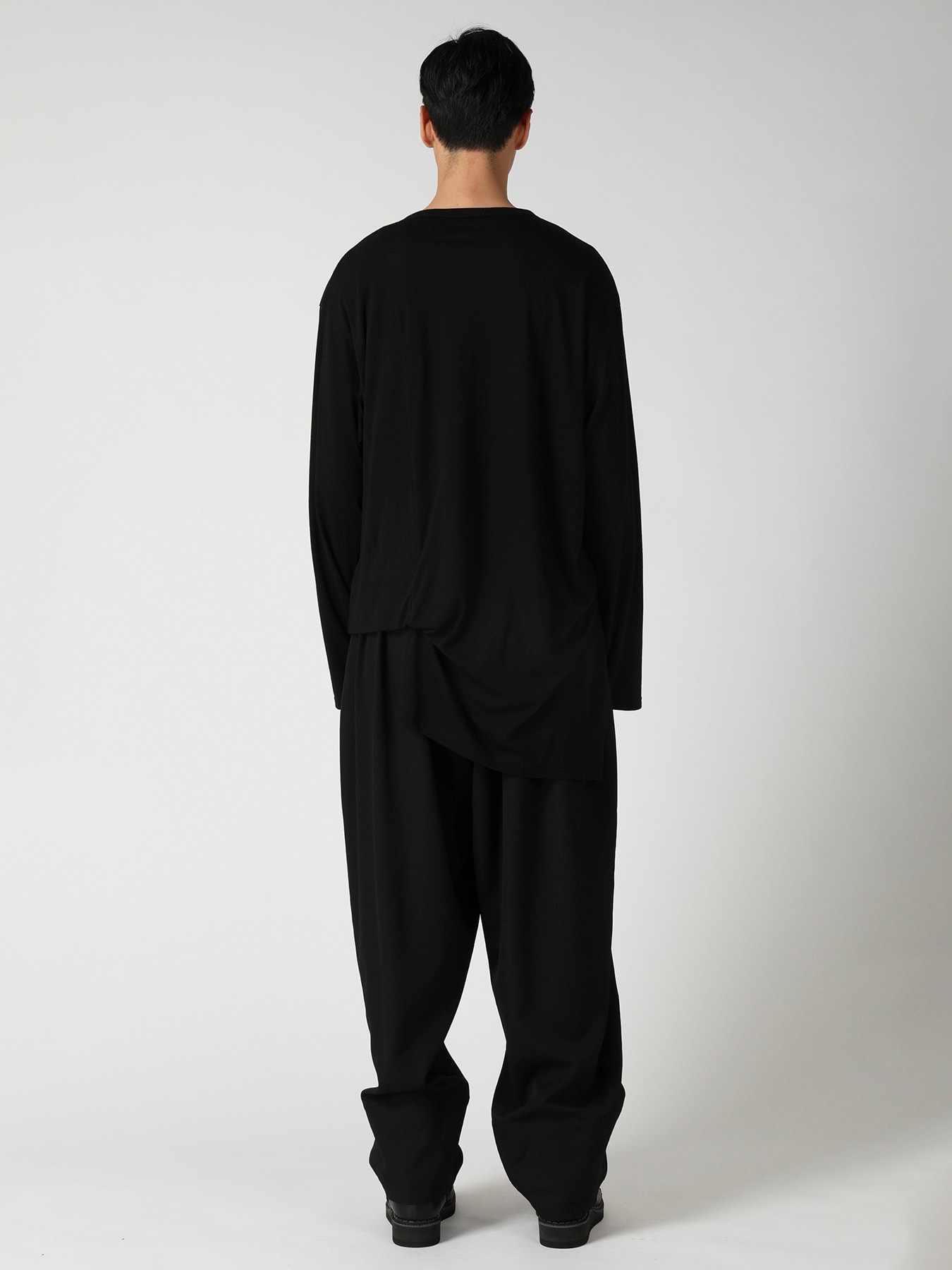 COTTON CASHMERE SINGLE JERSEY ASSYMETRY HEM LS TEE