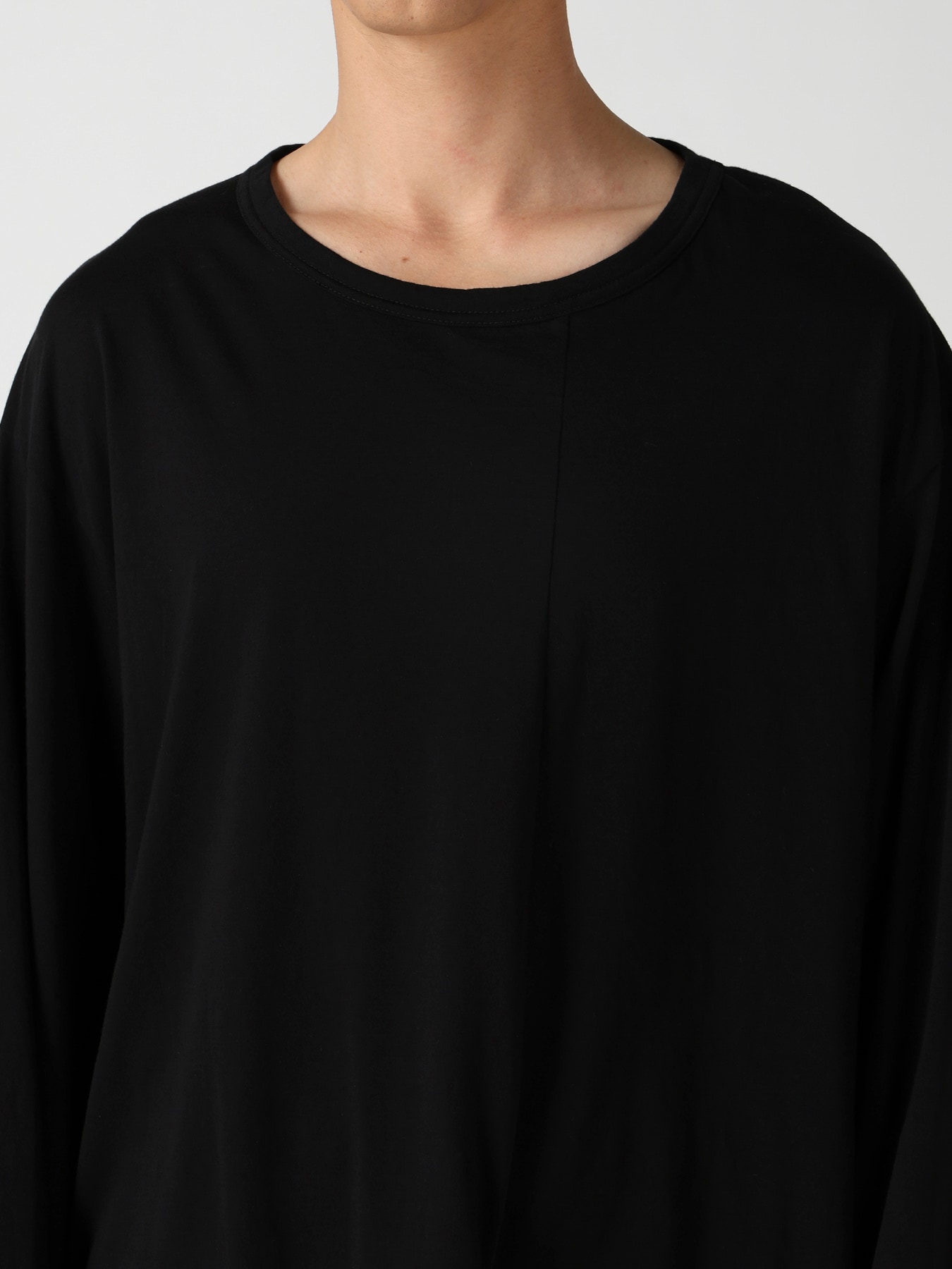 COTTON CASHMERE SINGLE JERSEY ASSYMETRY HEM LS TEE