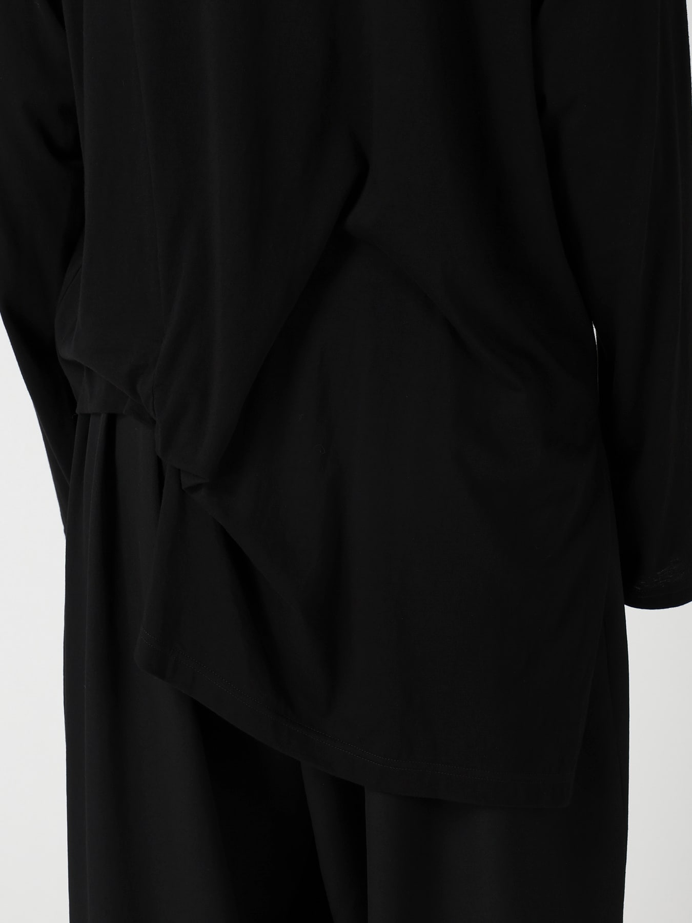 COTTON CASHMERE SINGLE JERSEY ASSYMETRY HEM LS TEE