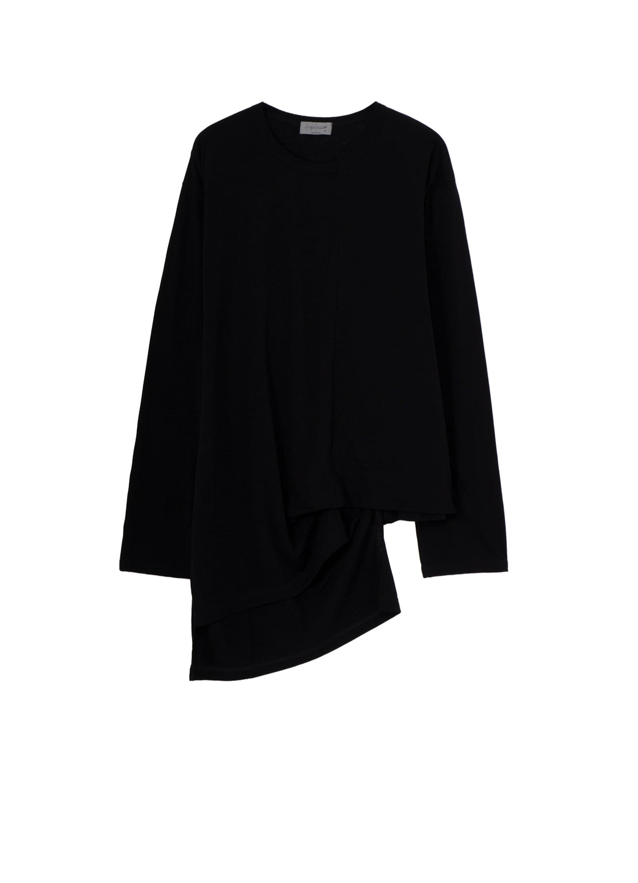 COTTON CASHMERE SINGLE JERSEY ASSYMETRY HEM LS TEE