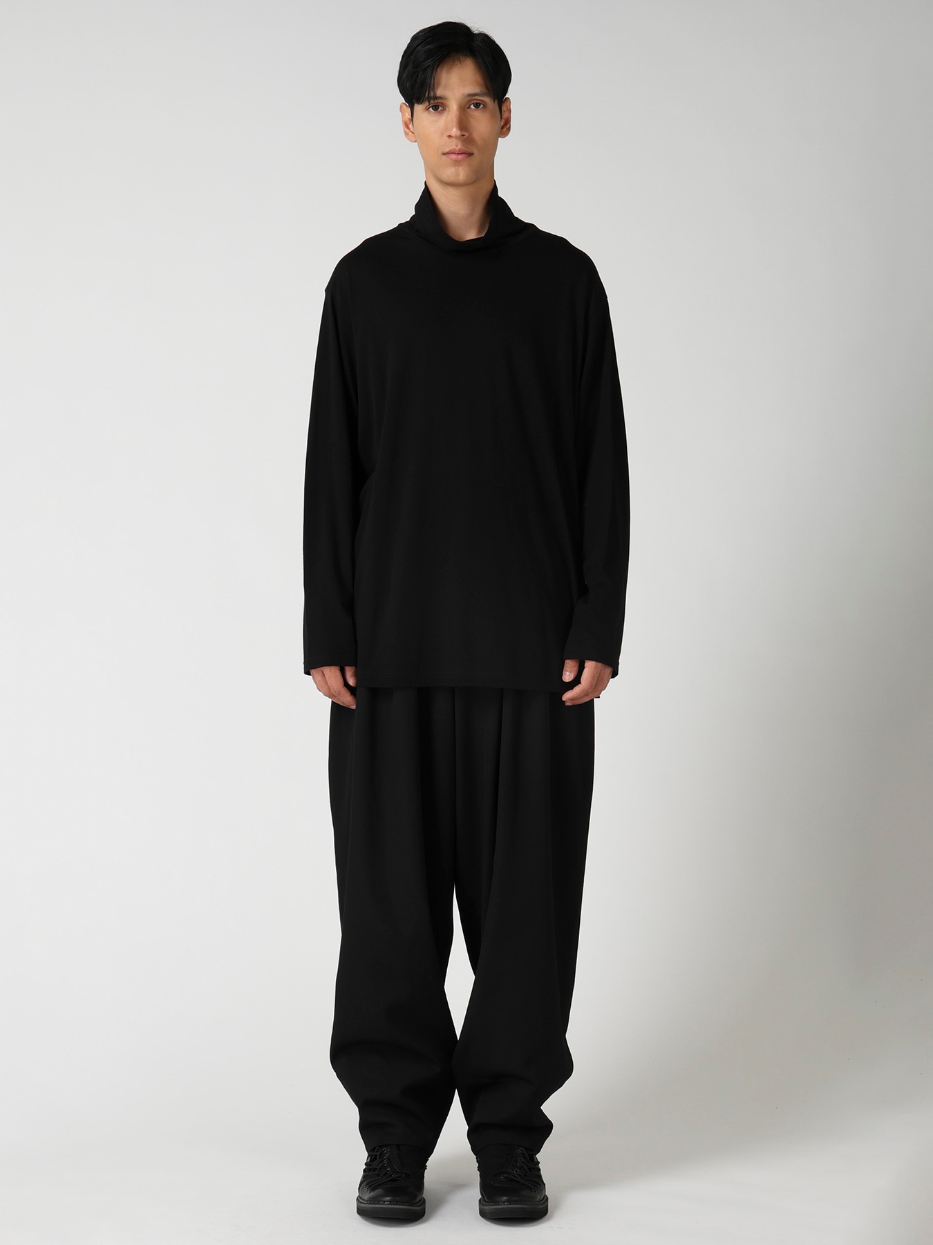 COTTON CASHMERE SINGLE JERSEY  TURTLE NECK LS TEE
