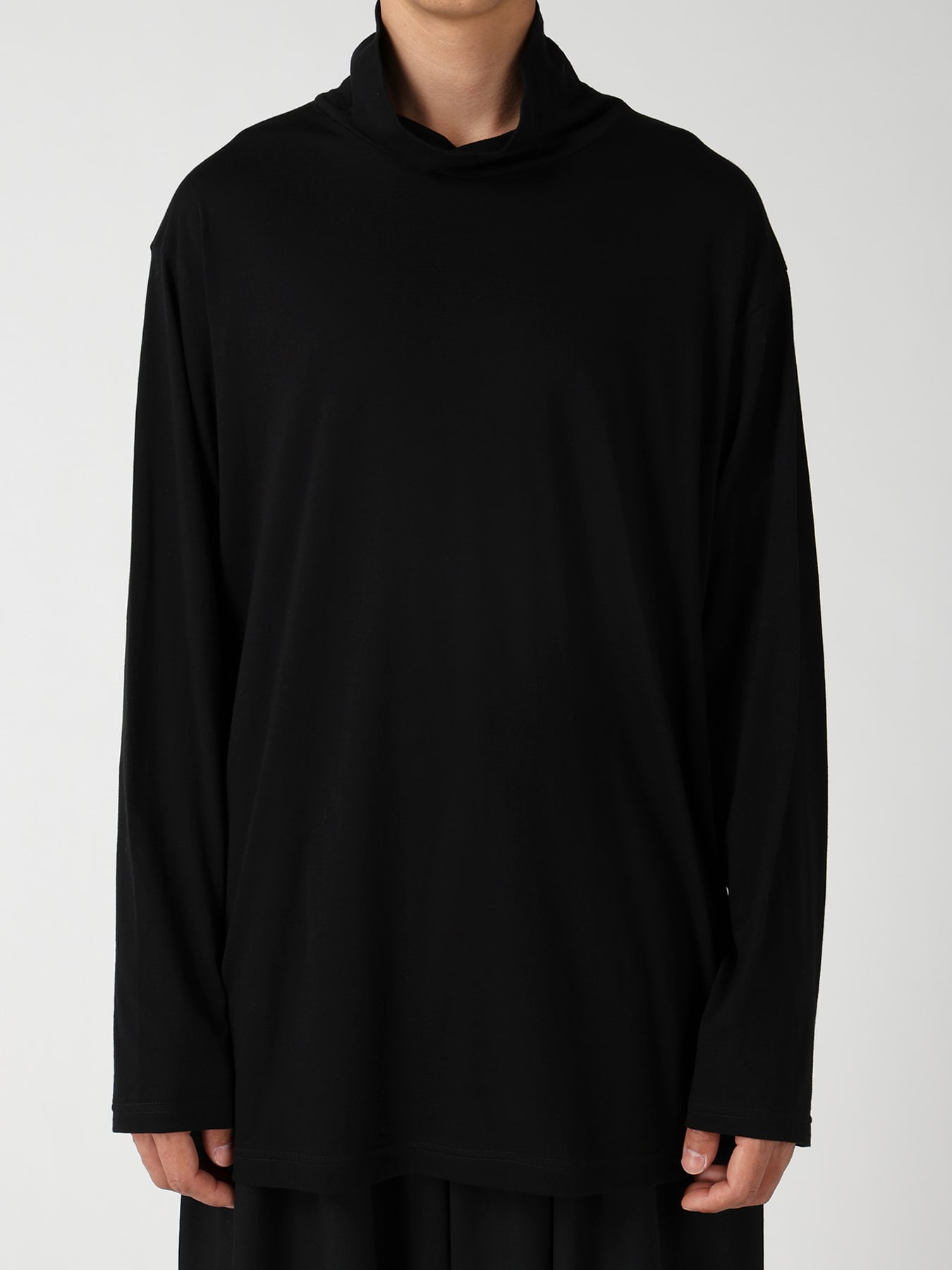 COTTON CASHMERE SINGLE JERSEY  TURTLE NECK LS TEE