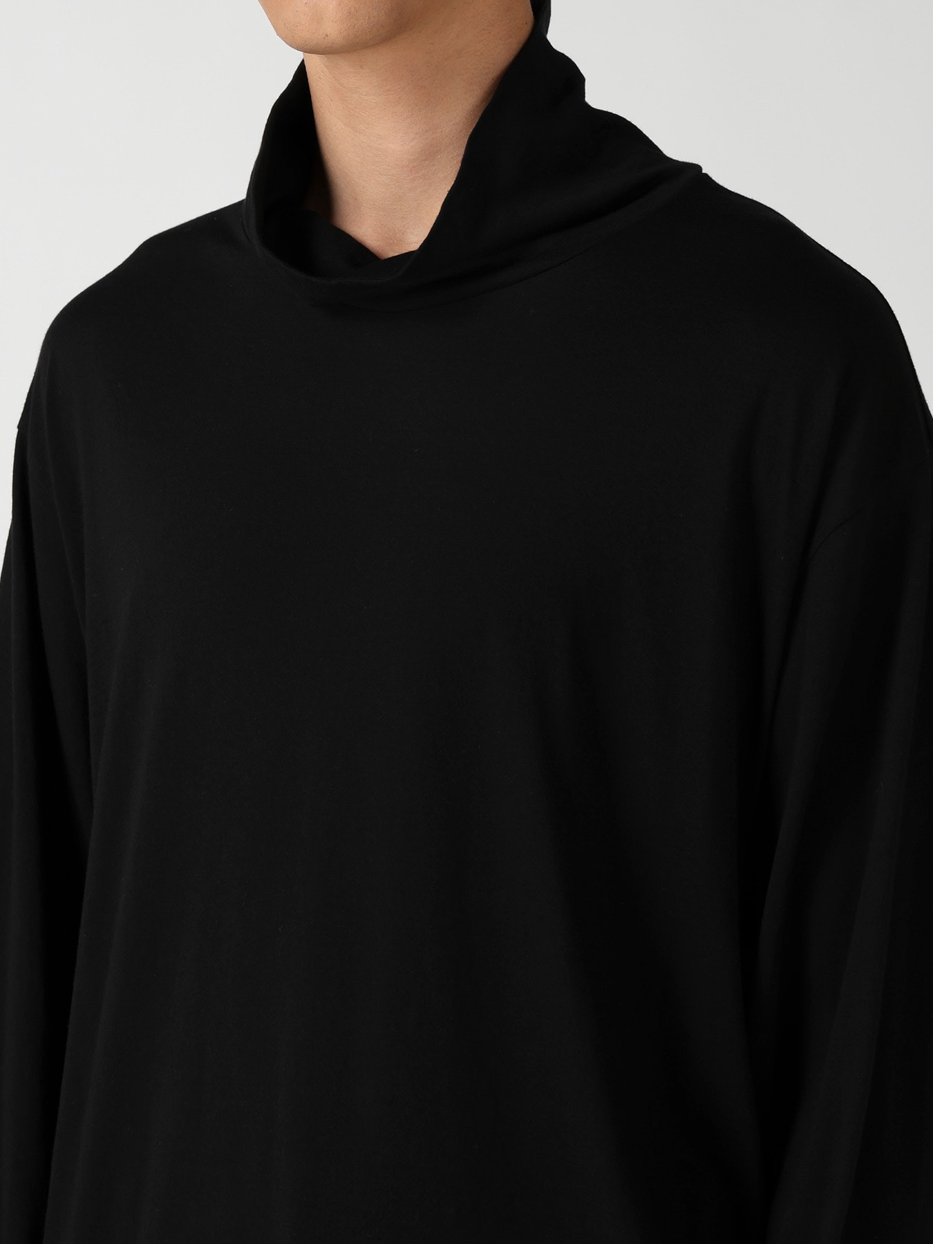 COTTON CASHMERE SINGLE JERSEY  TURTLE NECK LS TEE