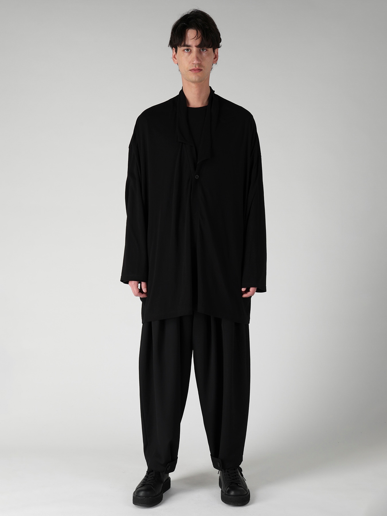 COTTON CASHMERE SINGLE JERSEY ONE BUTTON CARDIGAN