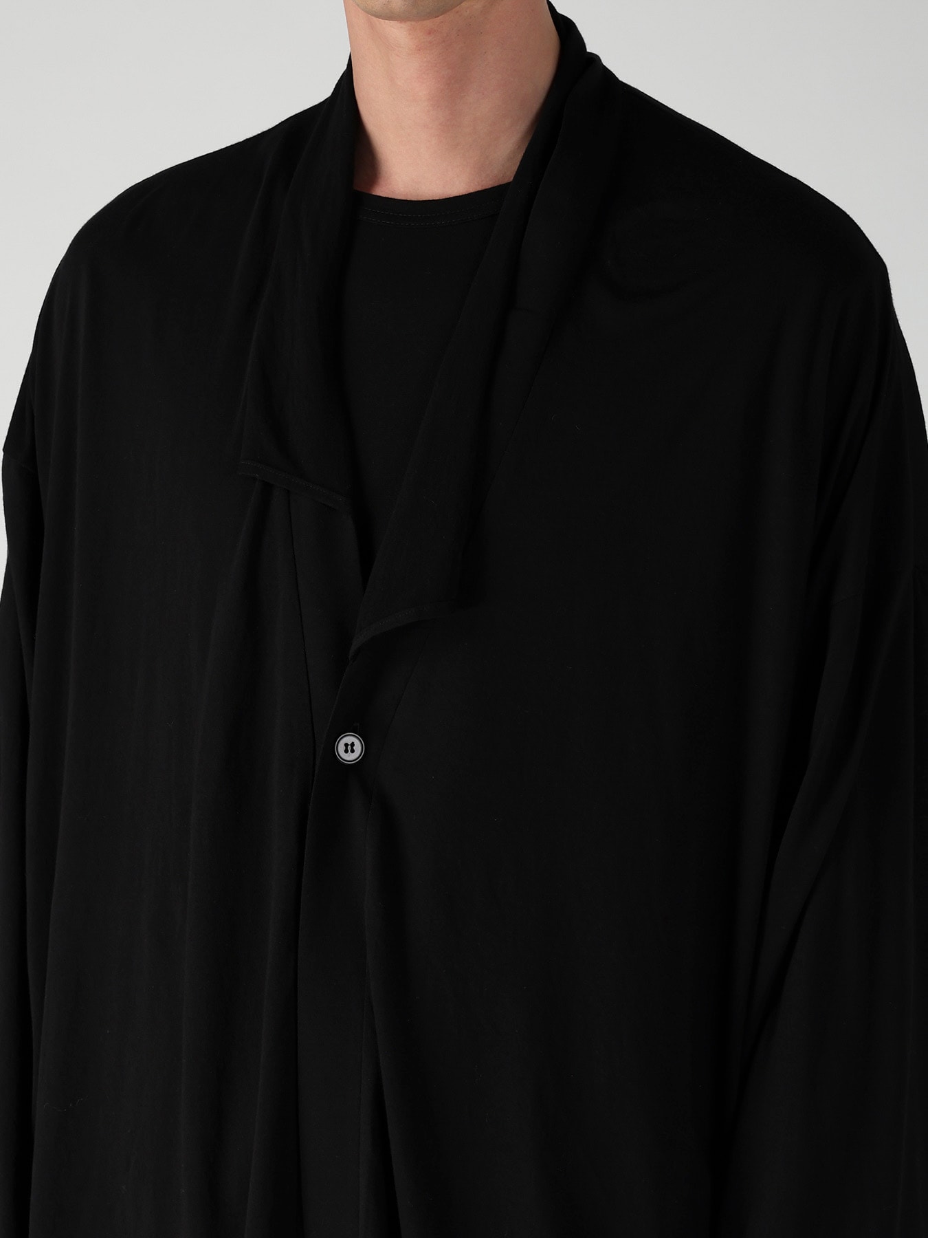 COTTON CASHMERE SINGLE JERSEY ONE BUTTON CARDIGAN