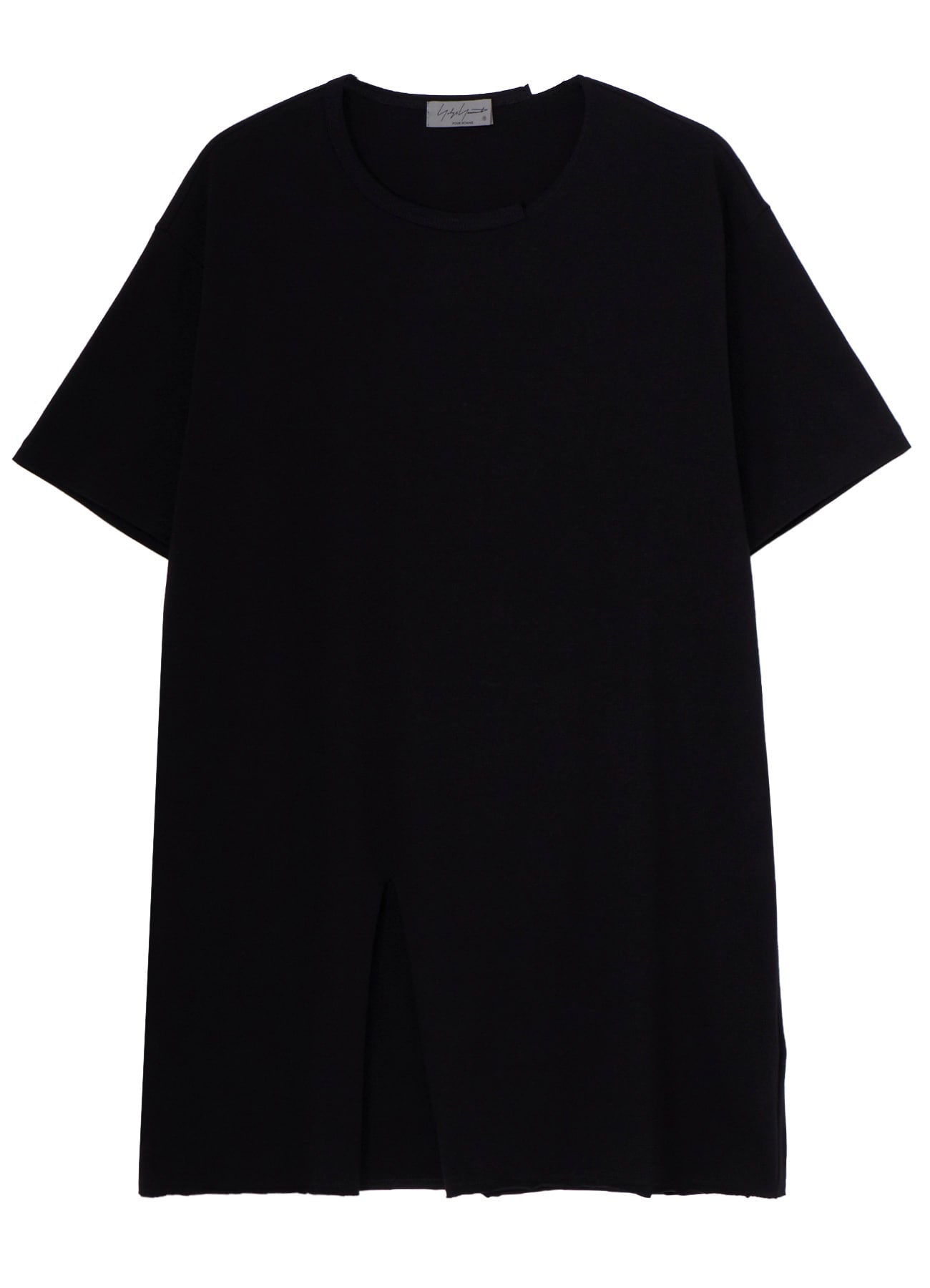 COTTON JERSEY SLIT ROUND NECK SHORT SLV TEE