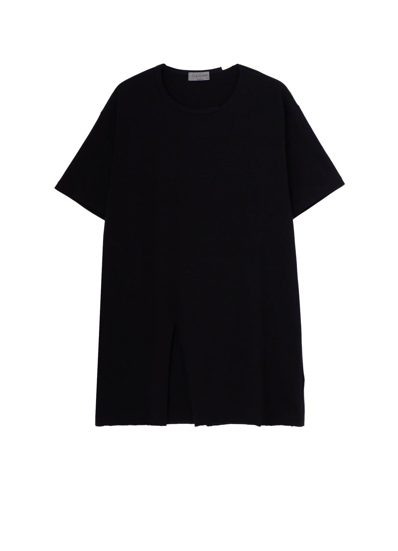 COTTON JERSEY SLIT ROUND NECK SHORT SLV TEE