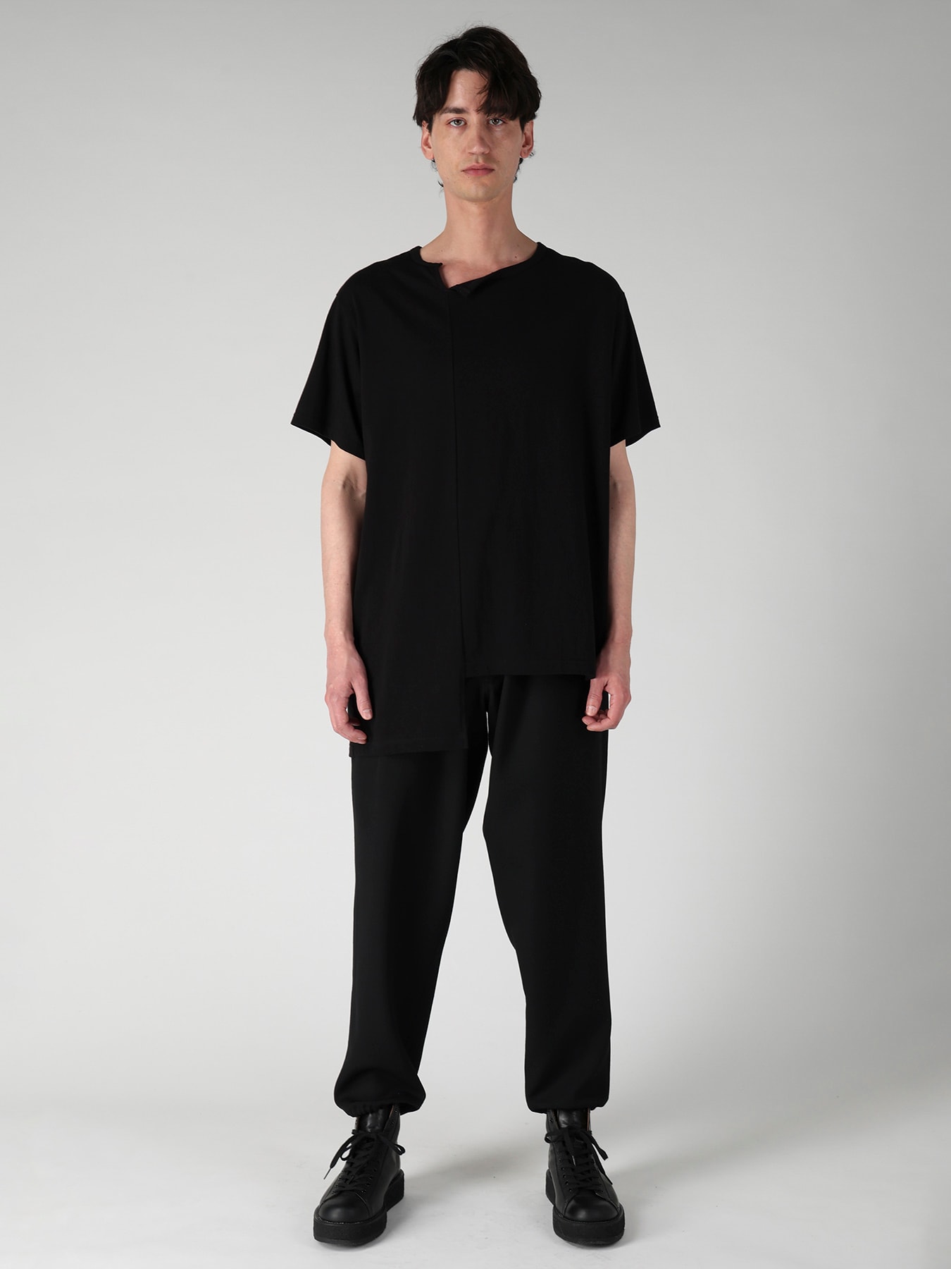 SUPIMA COTTON SINGLE JERSEY UNBALANCED HEM SHORT SLV PO
