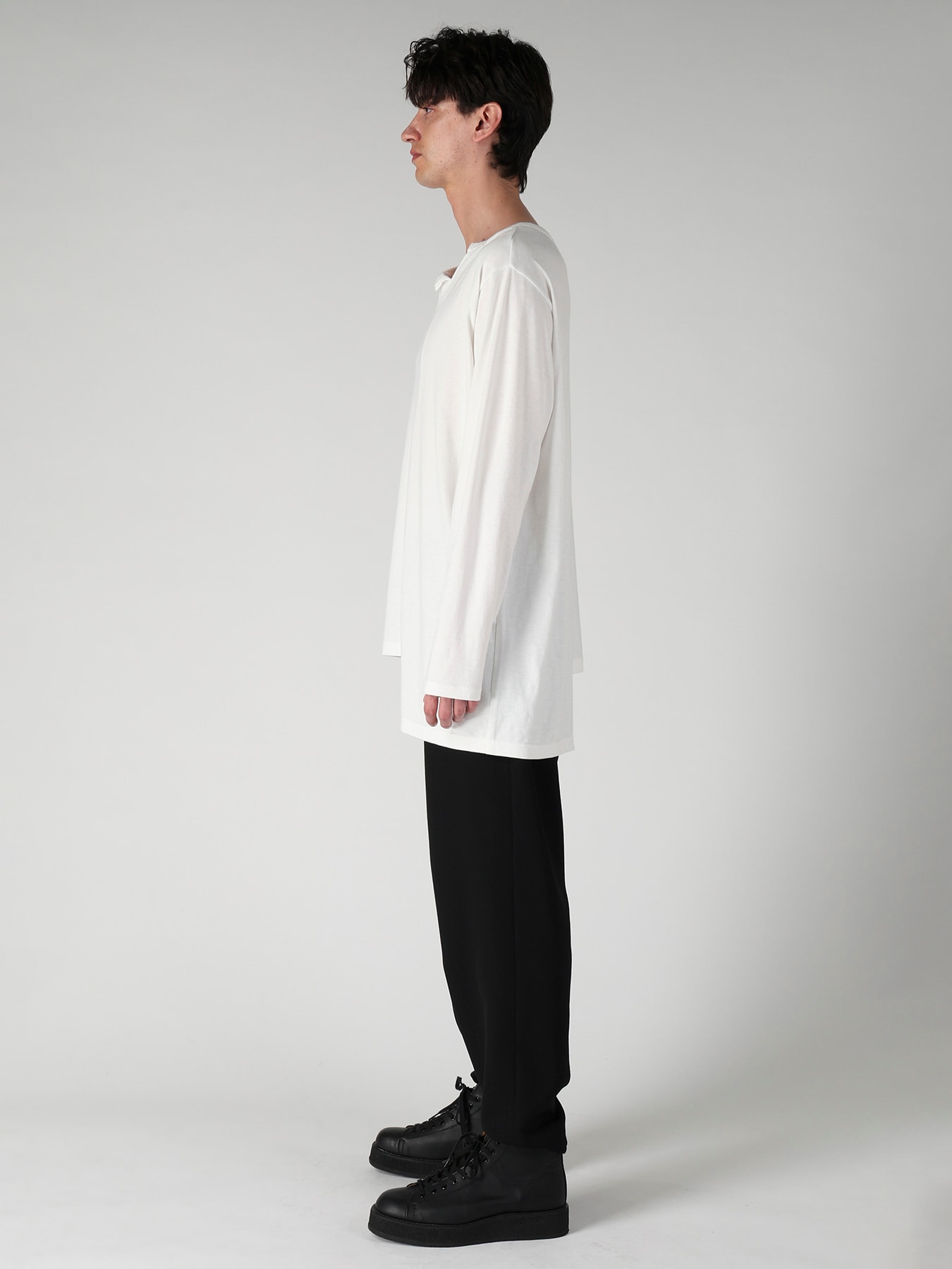 SUPIMA COTTON SINGLE JERSEY UNBALANCED HEM LONG SLV PO