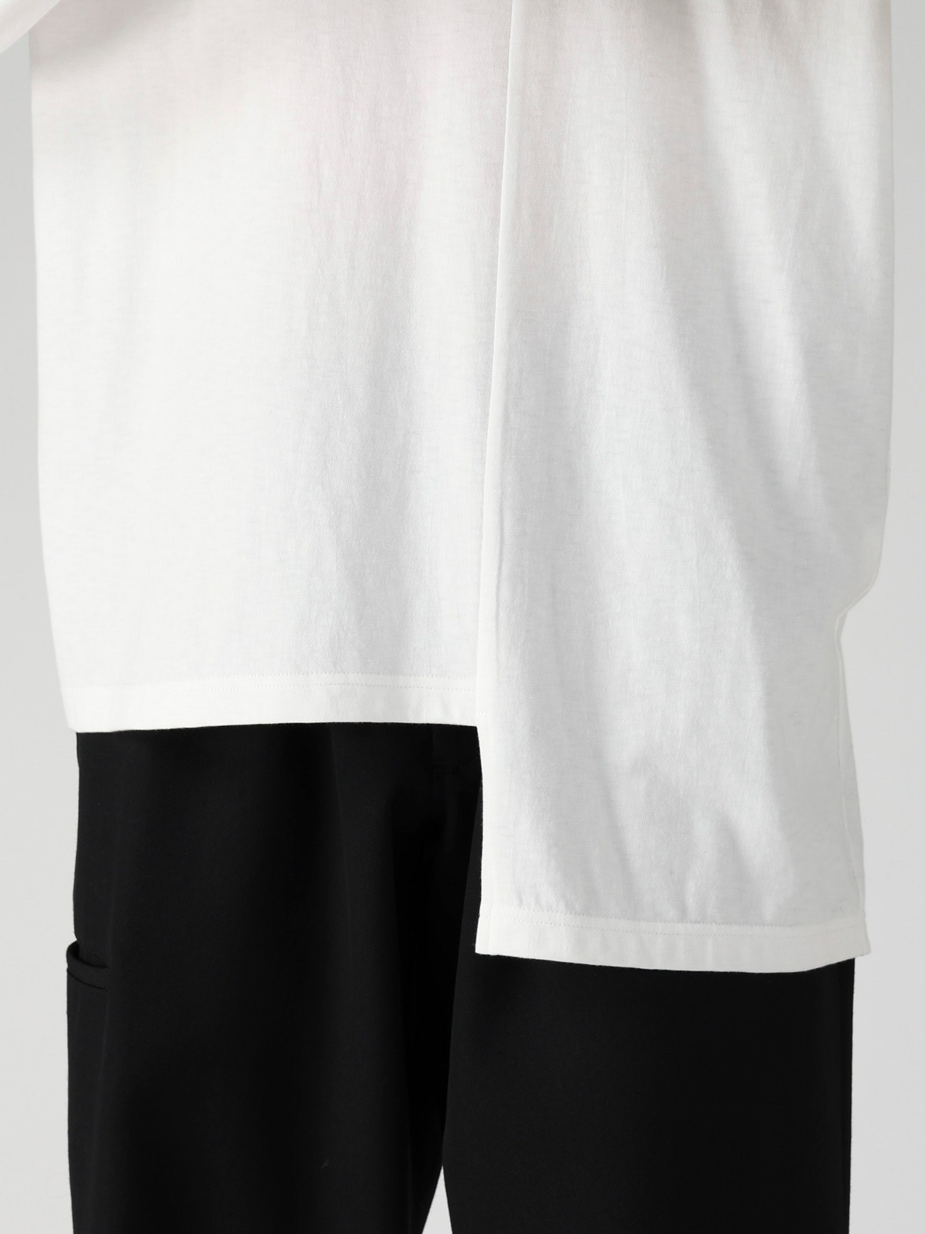 SUPIMA COTTON SINGLE JERSEY UNBALANCED HEM LONG SLV PO