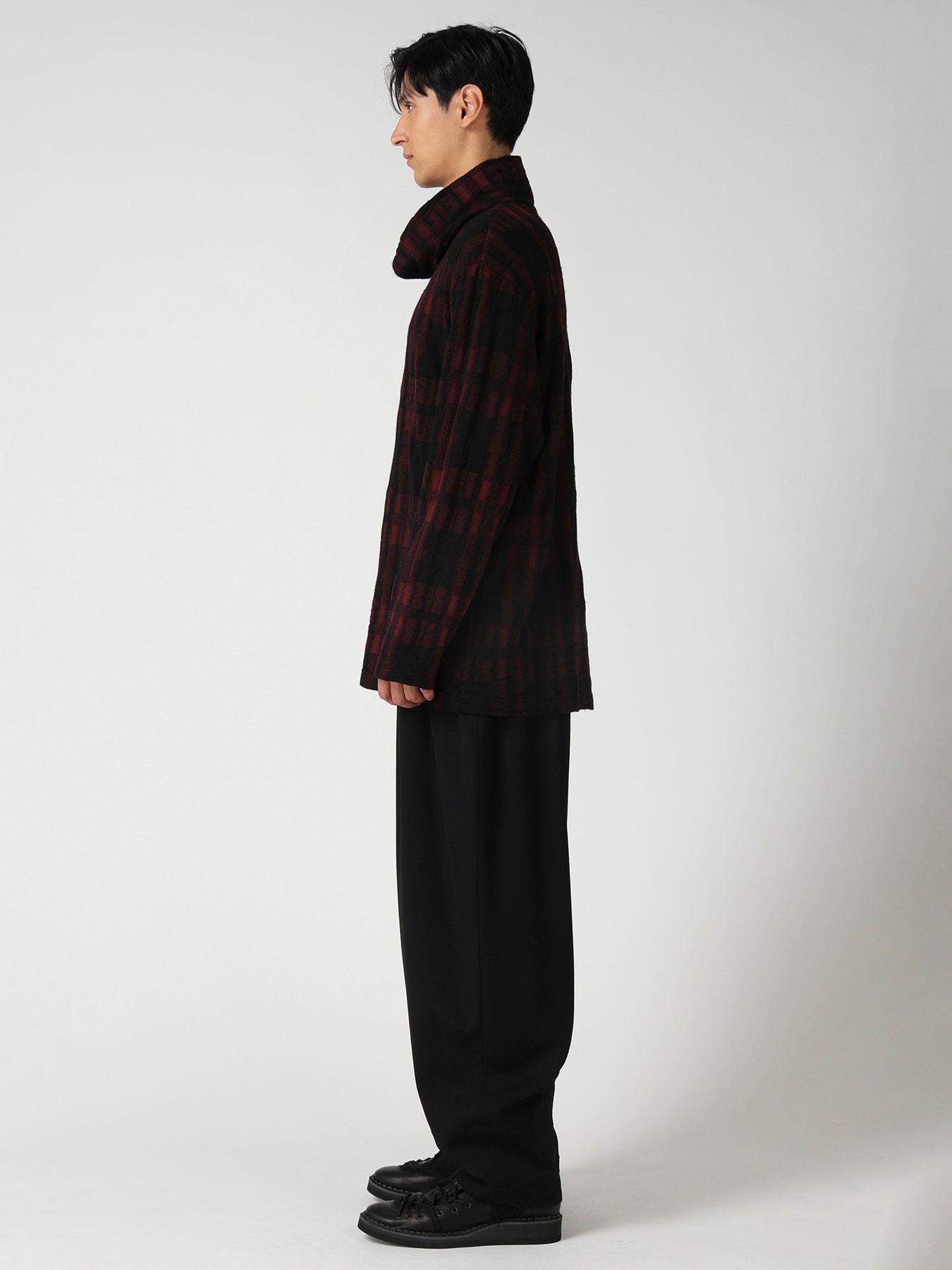 CW PLAID JQ TAB COLLAR HIGH NECK PO